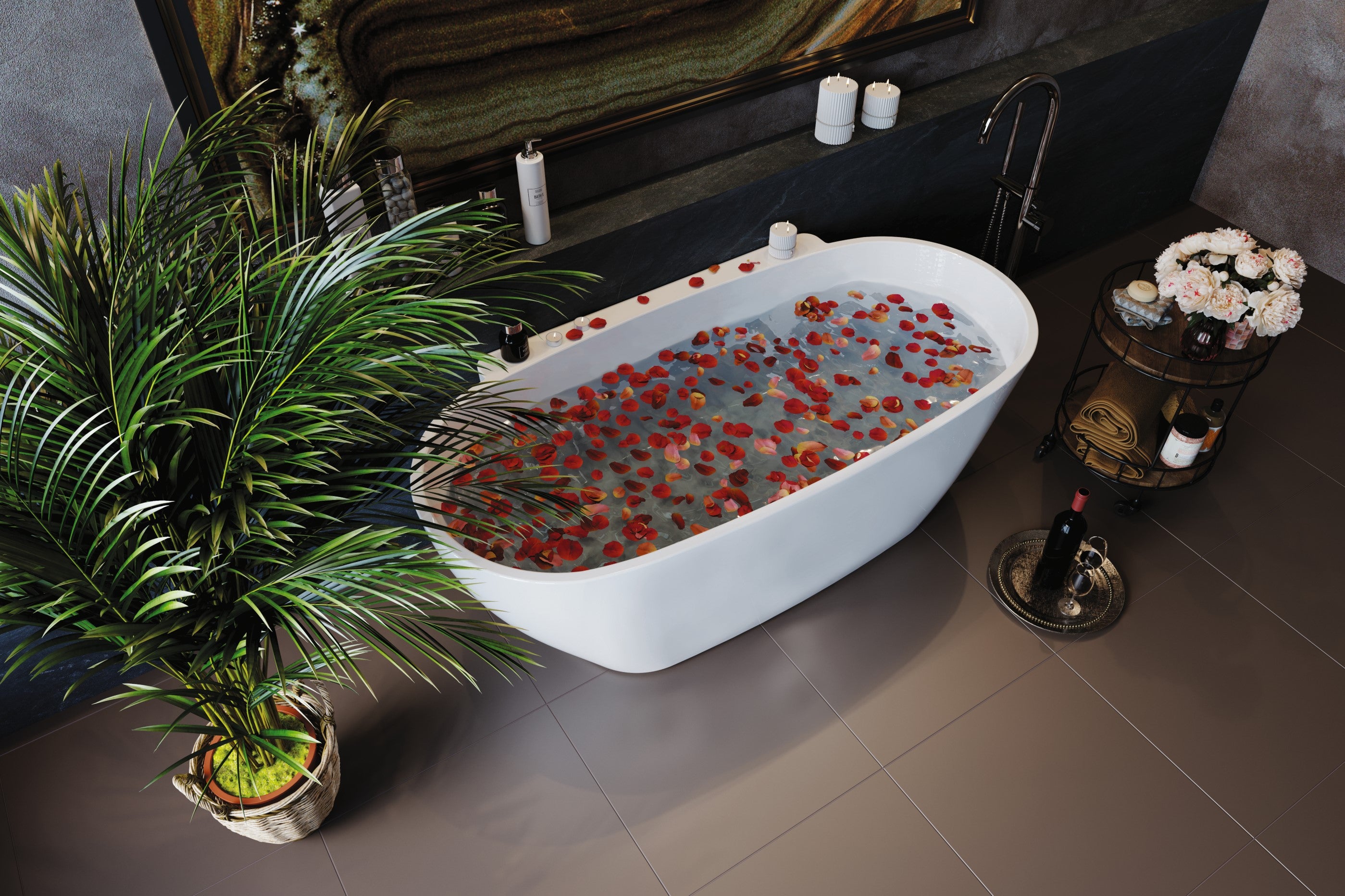 BELBAGNO PALERMO FREESTANDING BATHTUB SEMI GLOSS WHITE (AVAILABLE IN 1650MM AND 1750MM)