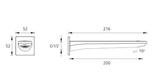 OLIVERI PARIS WALL SPOUT 200MM CHROME
