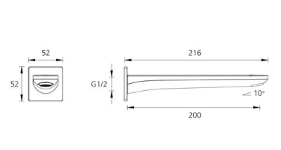 OLIVERI PARIS WALL SPOUT 200MM CHROME