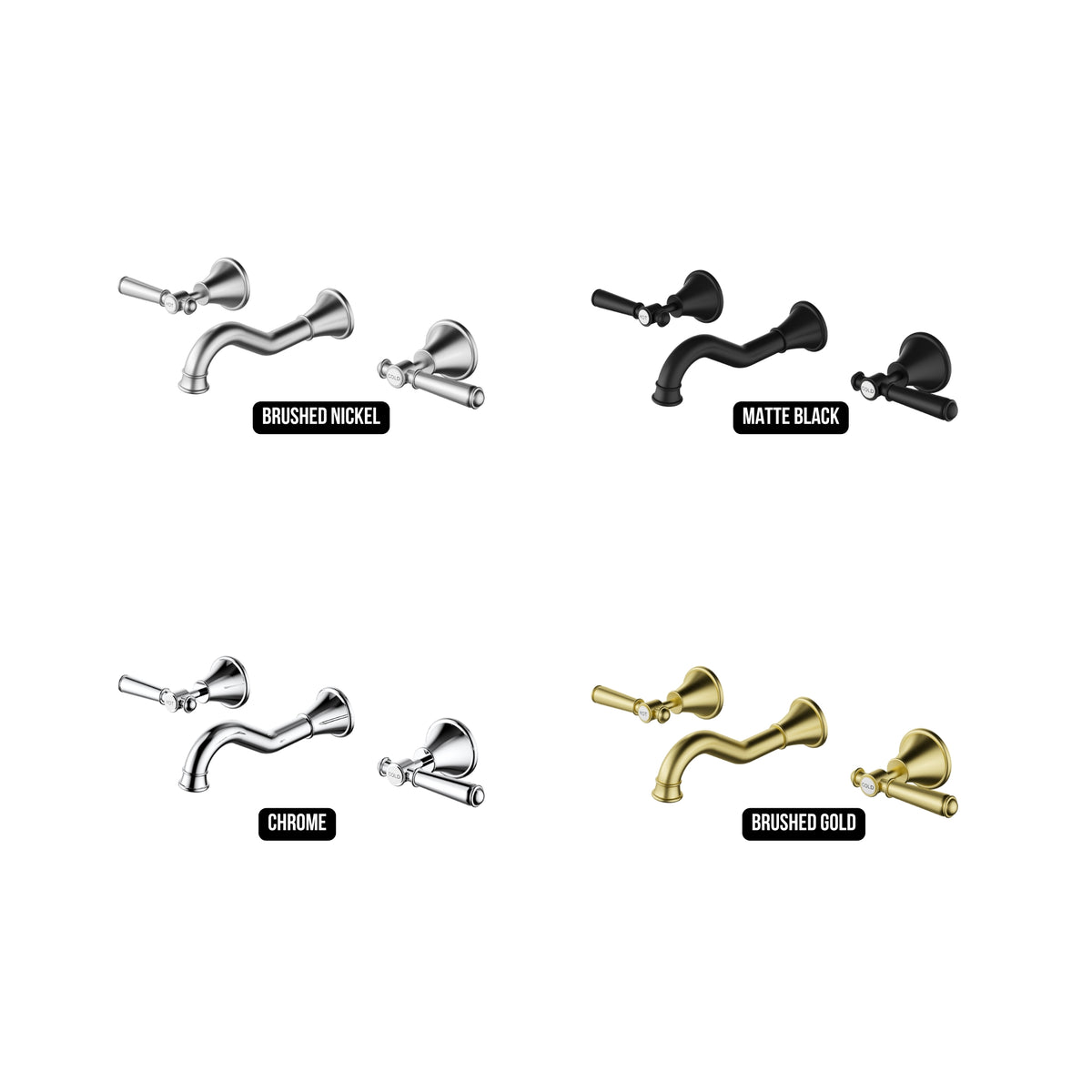 IKON CLASICO THREE PIECE BATH SET MATTE BLACK (BRASS HANDLE)