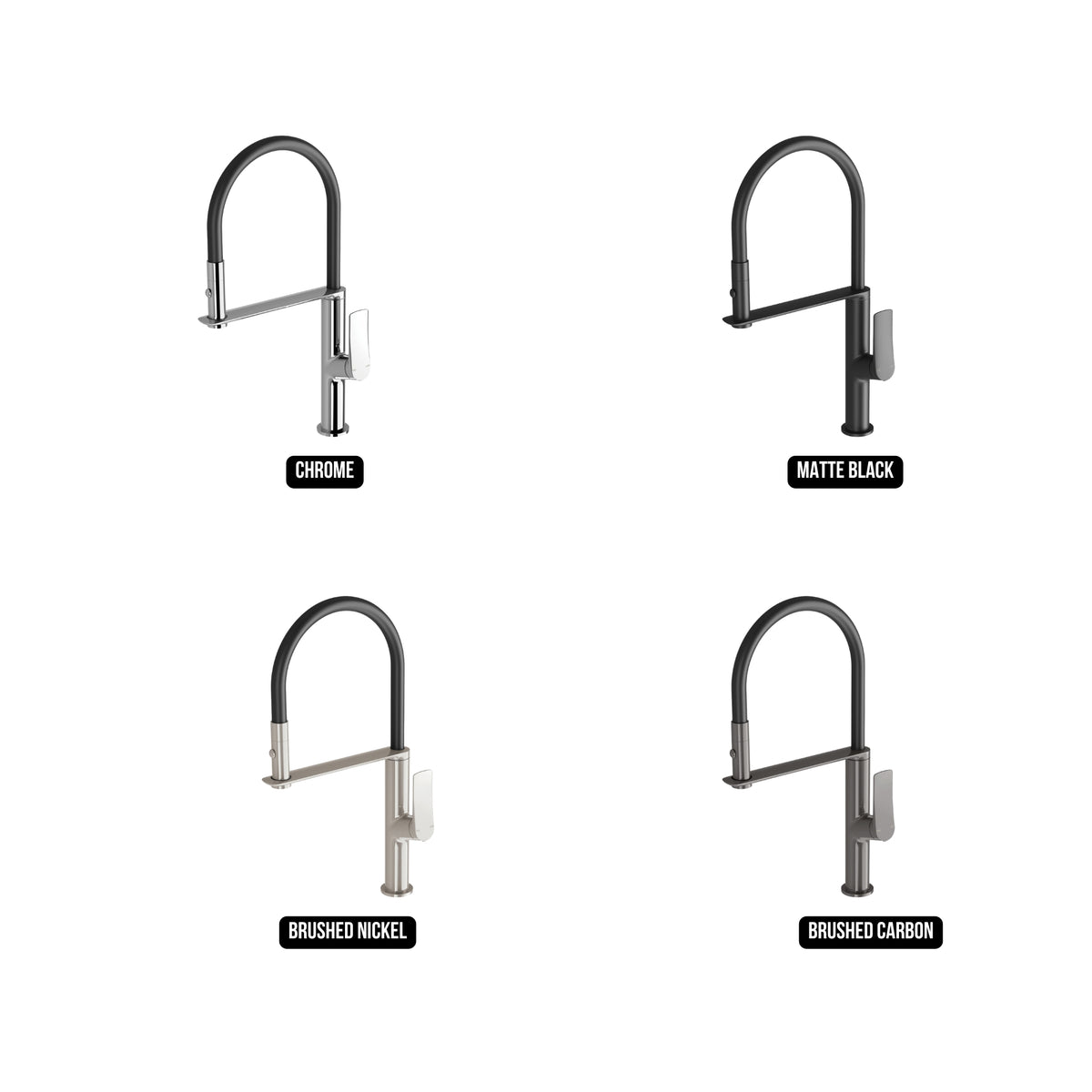 PHOENIX KUSABI FLEXIBLE HOSE SINK MIXER 200MM BRUSHED CARBON
