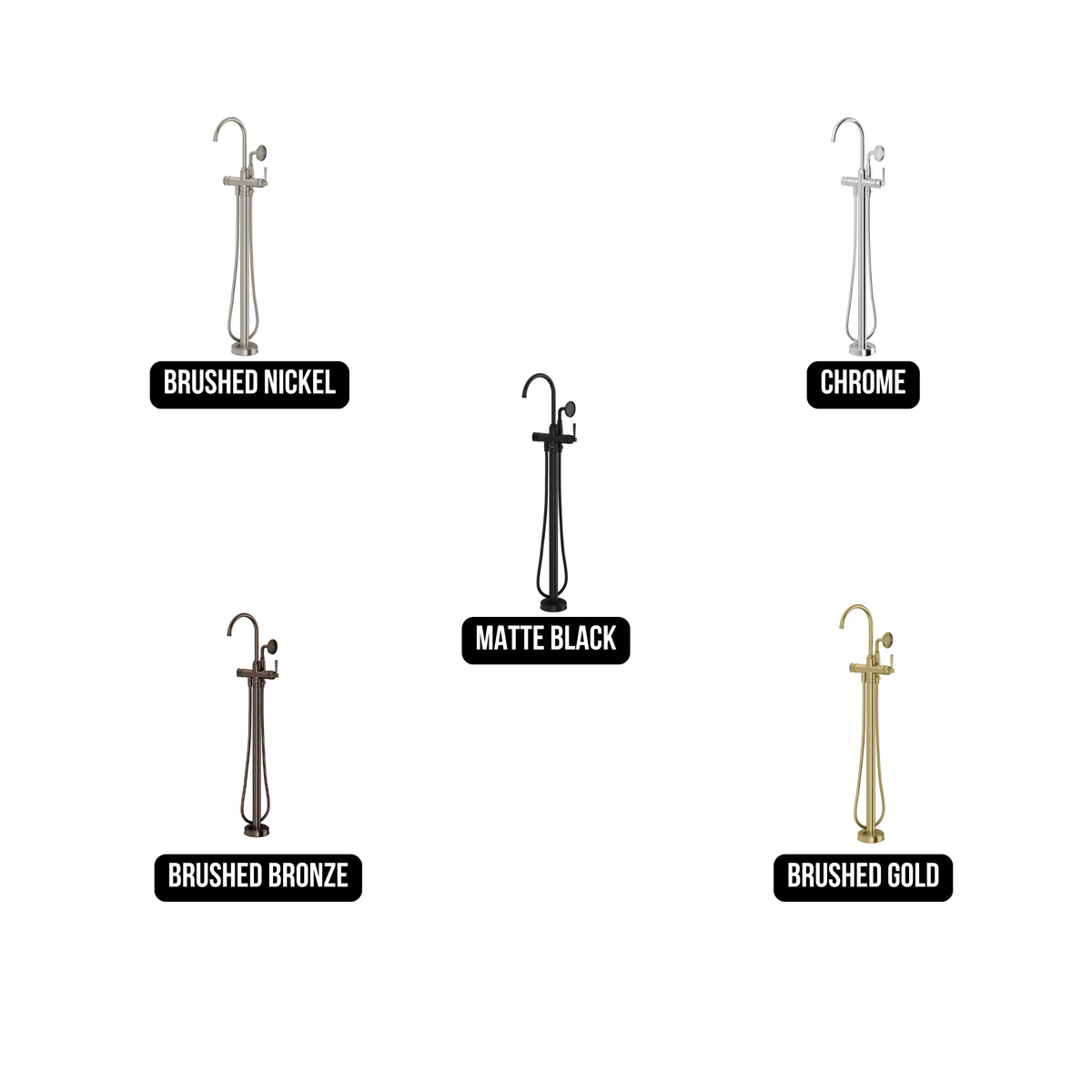PHOENIX CROMFORD FLOOR MOUNTED BATH MIXER WITH HAND SHOWER BRUSHED GOLD