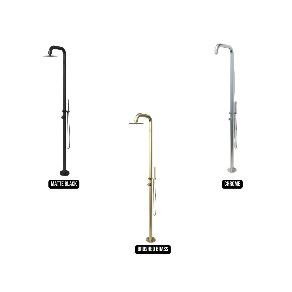 RAINWARE BRONTE FREESTANDING OUTDOOR HOT AND COLD SHOWER AND HANDHELD STAINLESS STEEL