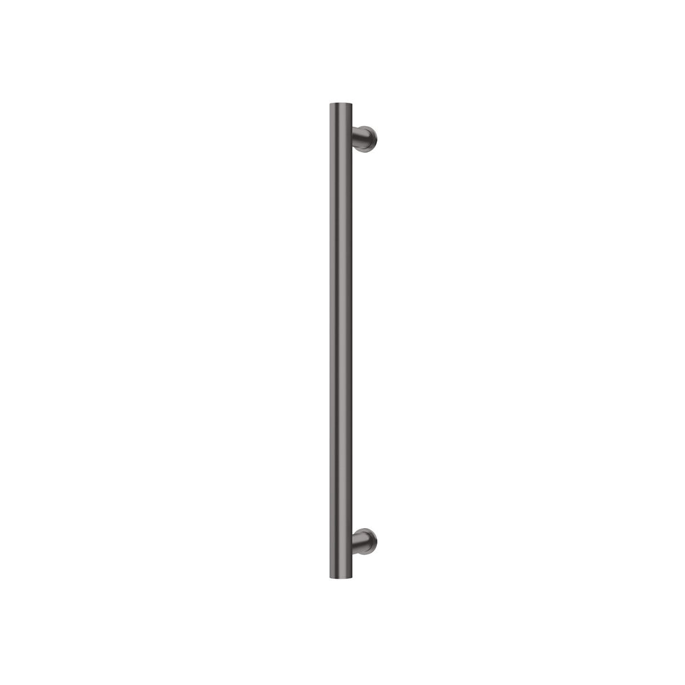 PHOENIX ROUND SINGLE HEATED TOWEL RAIL BRUSHED CARBON (AVAILABLE IN 600MM AND 800MM)