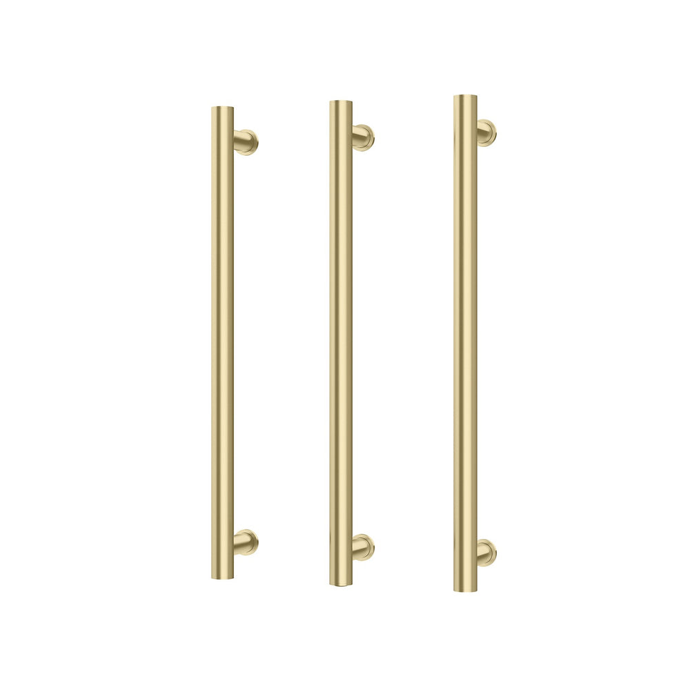 PHOENIX ROUND TRIPLE HEATED TOWEL RAIL BRUSHED GOLD (AVAILABLE IN 600MM AND 800MM)