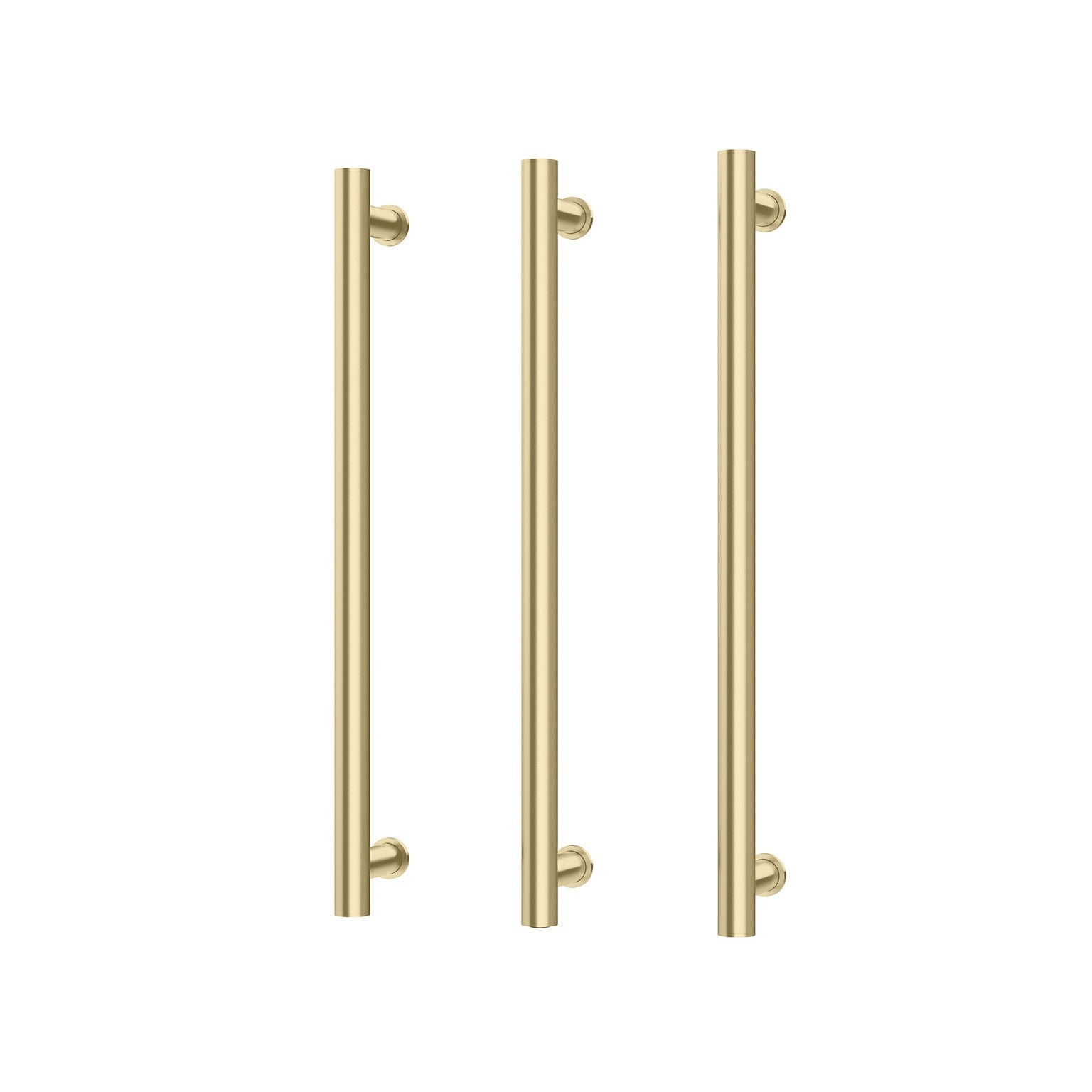 PHOENIX ROUND TRIPLE HEATED TOWEL RAIL BRUSHED GOLD (AVAILABLE IN 600MM AND 800MM)
