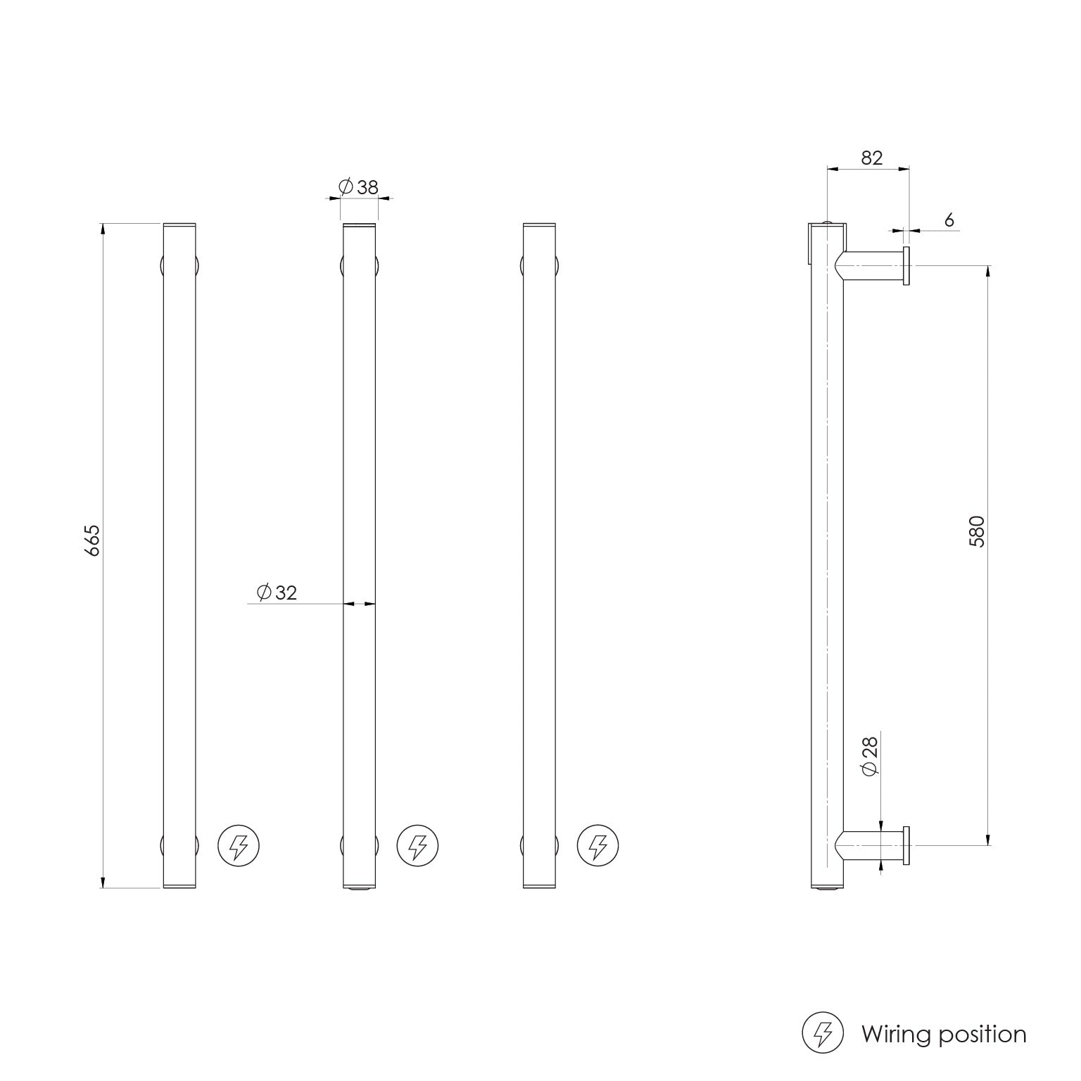 PHOENIX ROUND TRIPLE HEATED TOWEL RAIL CHROME (AVAILABLE IN 600MM AND 800MM)