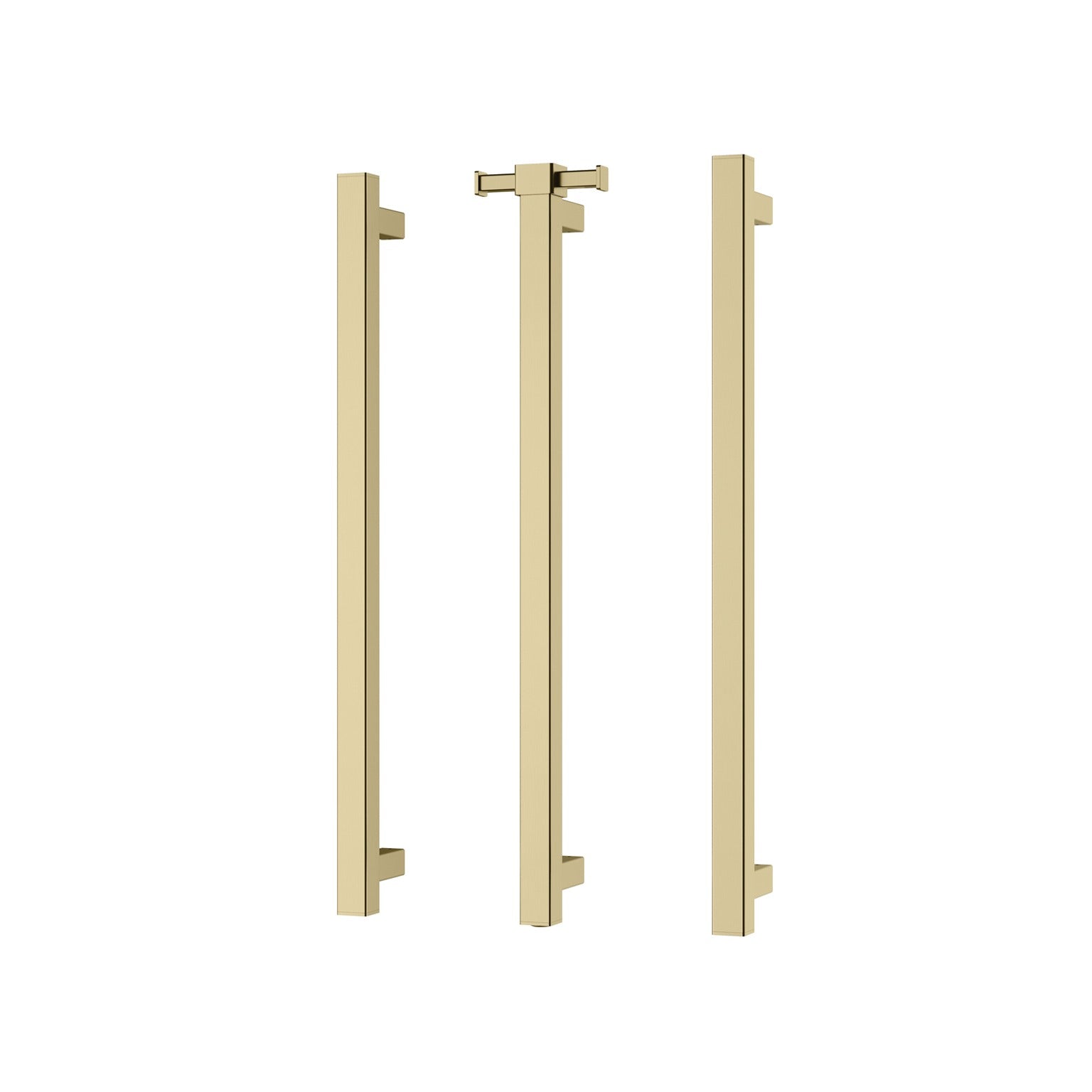PHOENIX SQUARE TRIPLE HEATED TOWEL RAIL BRUSHED GOLD (AVAILABLE IN 600MM AND 800MM)