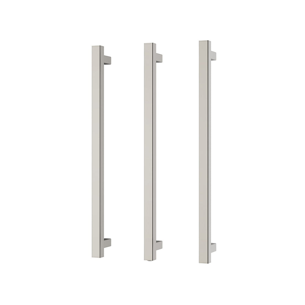 PHOENIX SQUARE TRIPLE HEATED TOWEL RAIL BRUSHED NICKEL (AVAILABLE IN 600MM AND 800MM)