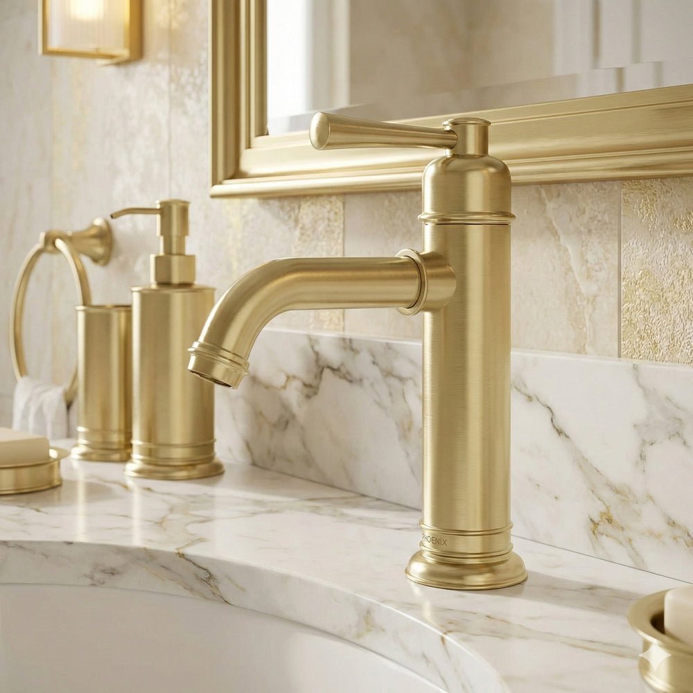 PHOENIX CROMFORD LEAD FREE BASIN MIXER 174MM BRUSHED GOLD