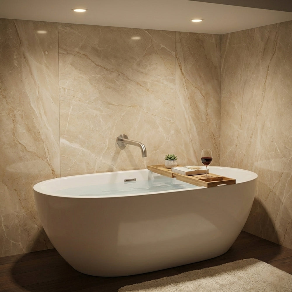 PHOENIX VIVID SLIMLINE LEAD FREE WALL BATH OUTLET 230MM BRUSHED NICKEL