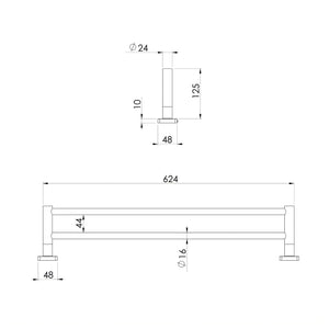 PHOENIX RADII SS 316 LEAD FREE DOUBLE TOWEL RAIL STAINLESS STEEL (AVAILABLE IN 600MM AND 800MM)