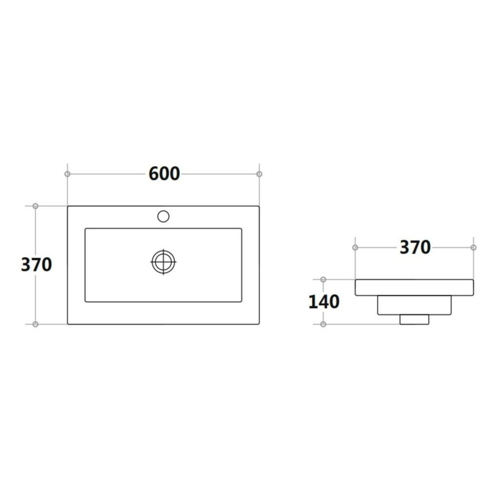 POSEDION SLIMLINE GLOSS WHITE SINGLE BOWL POLY VANITY TOP (AVAILABLE IN 600MM, 750MM AND 900MM)