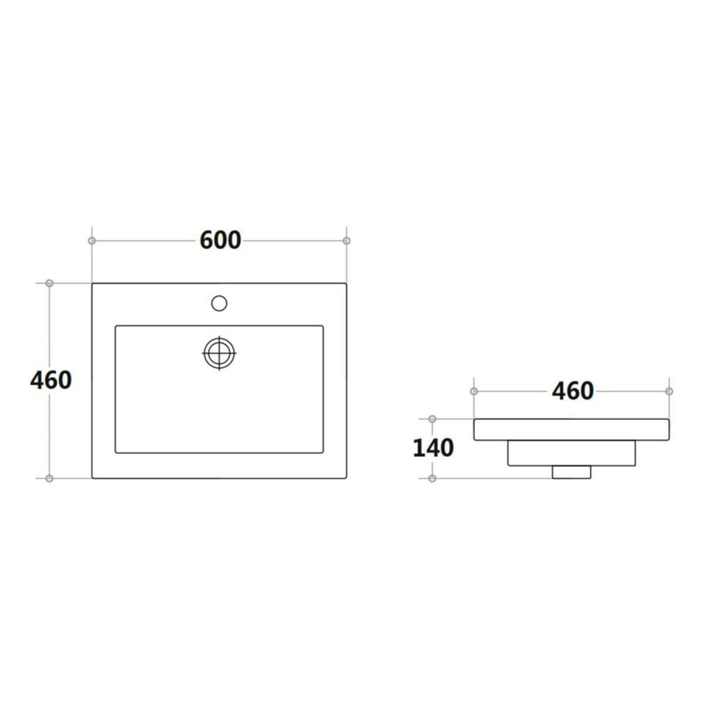 POSEIDON STANDARD GLOSS WHITE SINGLE BOWL POLY VANITY TOP (AVAILABLE IN 600MM, 750MM, 900MM AND 1200MM)
