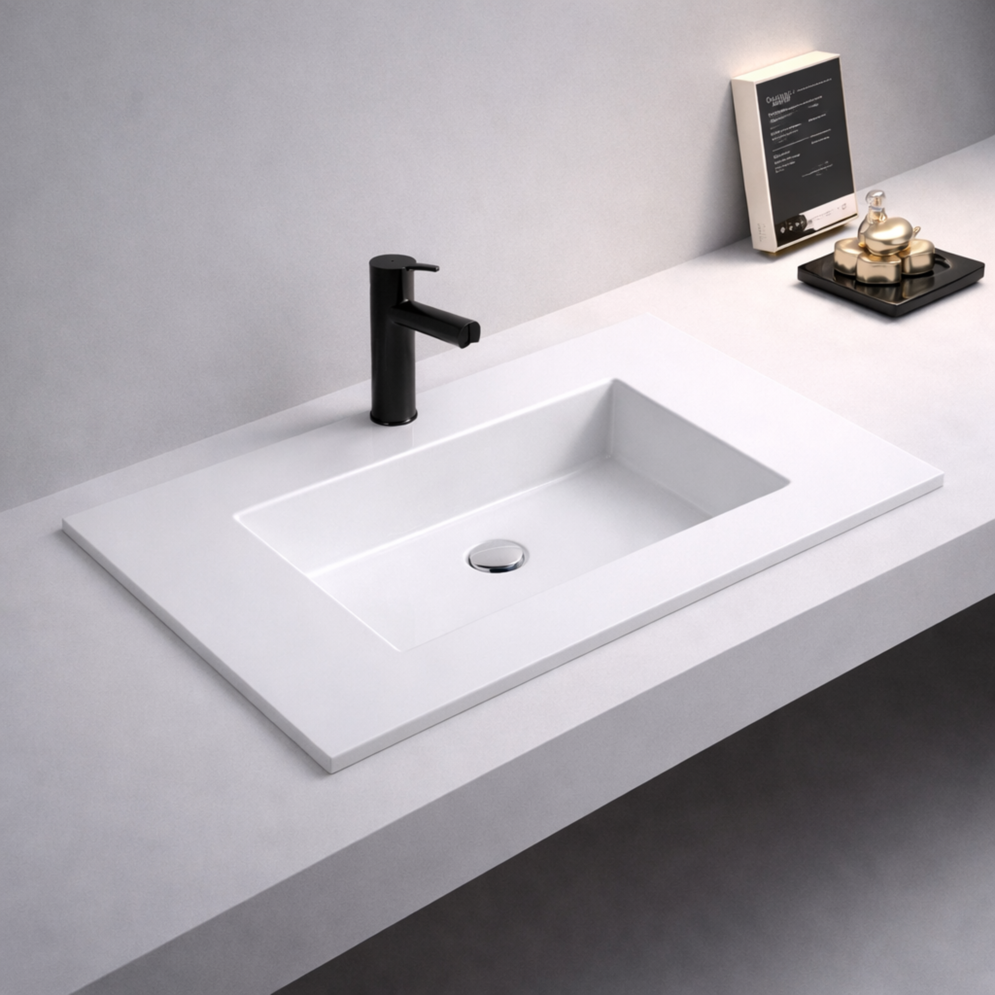 POSEIDON STANDARD GLOSS WHITE SINGLE BOWL POLY VANITY TOP (AVAILABLE IN 600MM, 750MM, 900MM AND 1200MM)