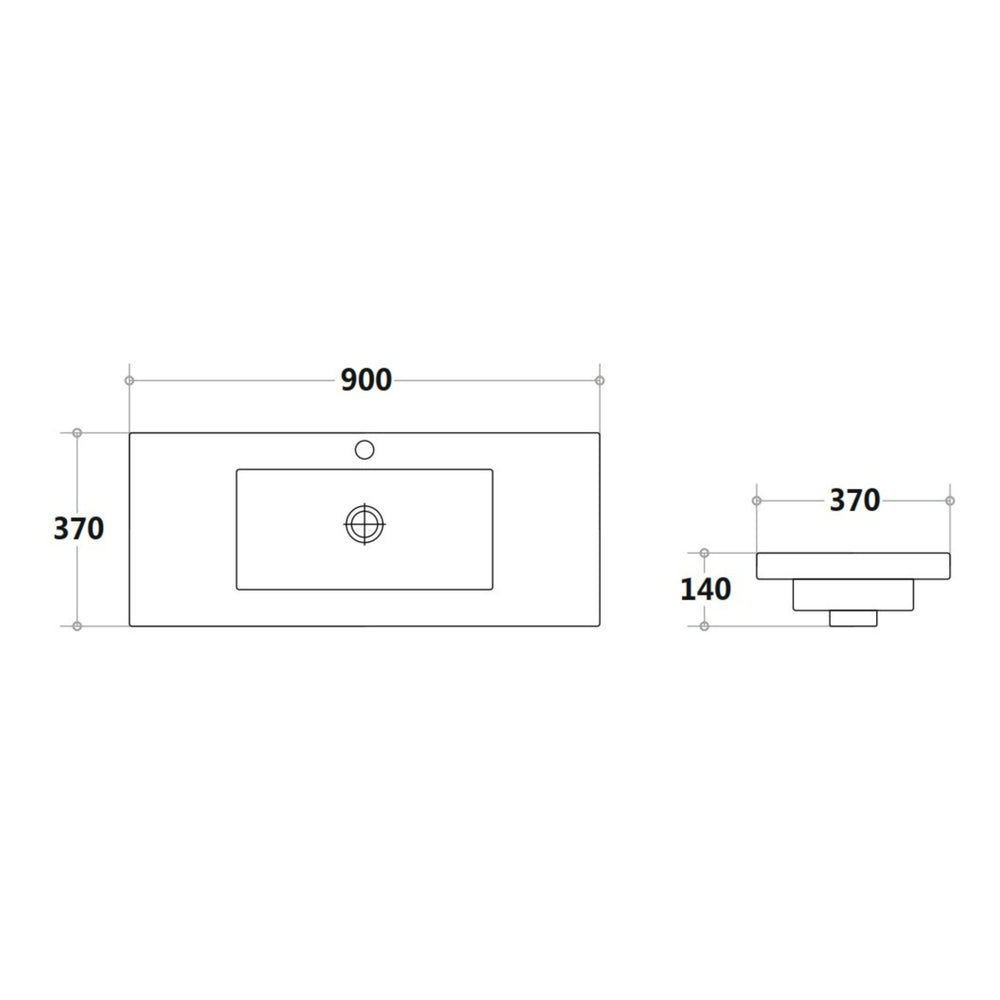 POSEDION SLIMLINE GLOSS WHITE SINGLE BOWL POLY VANITY TOP (AVAILABLE IN 600MM, 750MM AND 900MM)