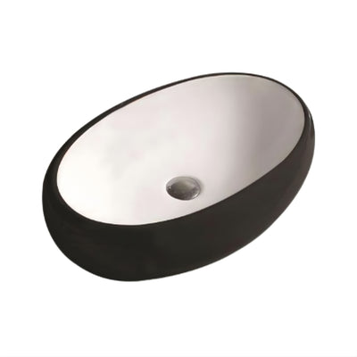 POSEIDON ORIA ABOVE COUNTER BASIN MATTE BLACK AND MATTE WHITE 600MM