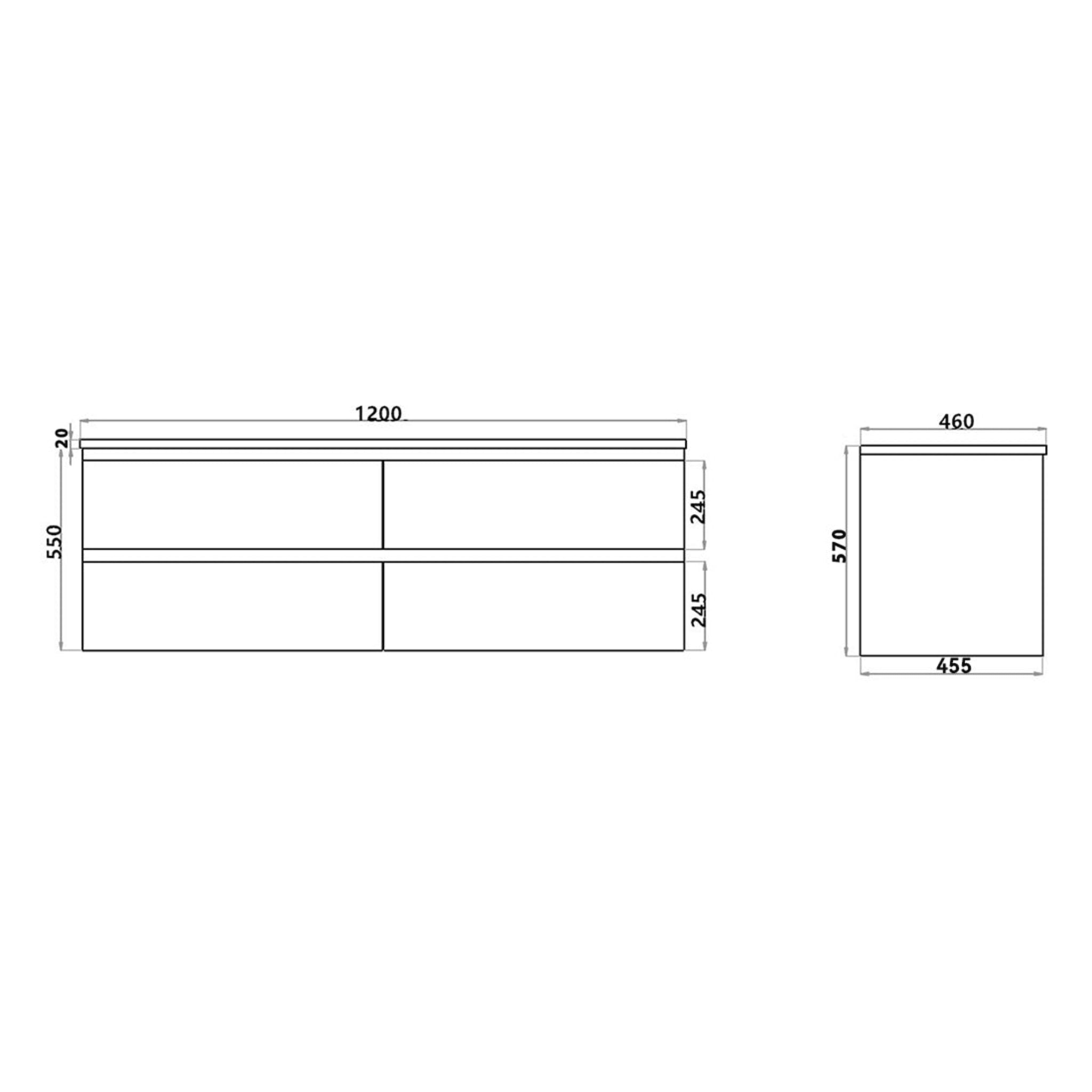 POSEIDON QUBIST DARK OAK 1200MM DOUBLE BOWL WALL HUNG VANITY