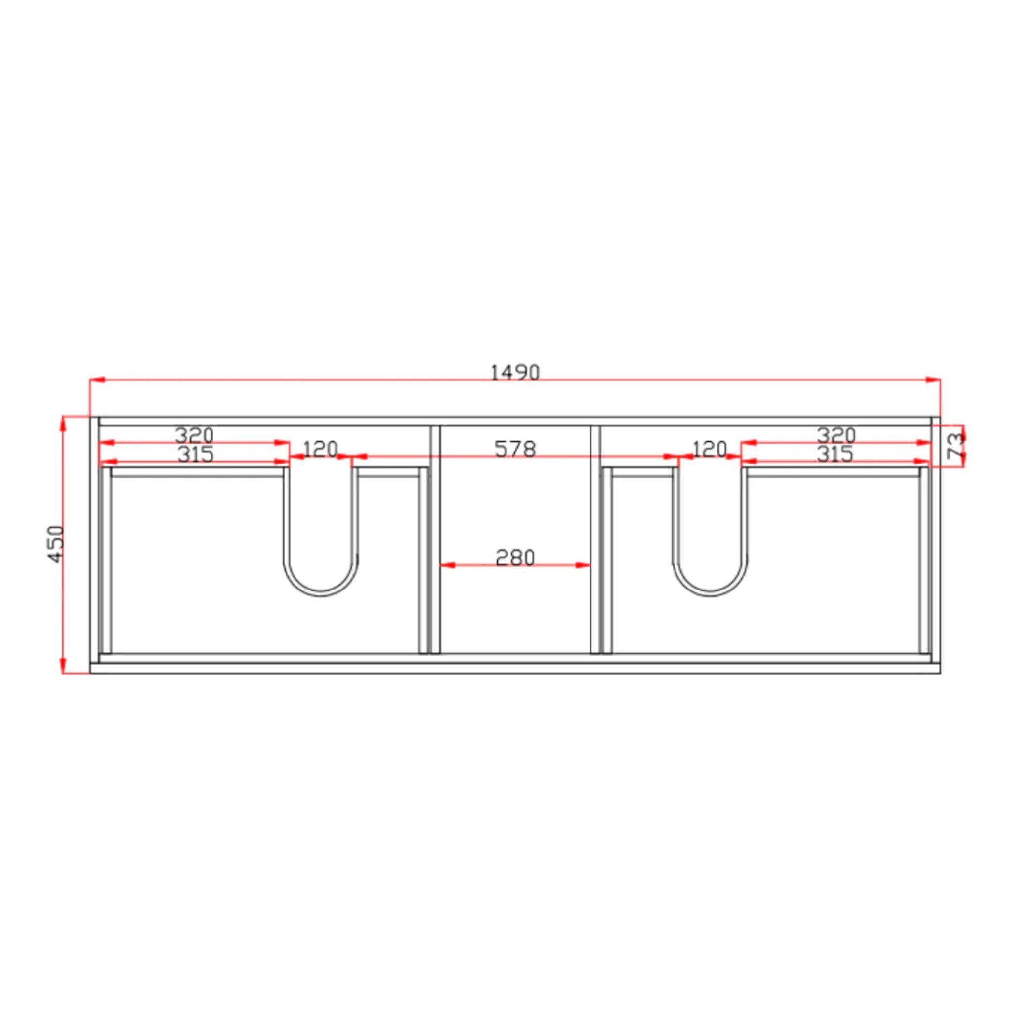 POSEIDON WHITE OAK 1500MM WALL HUNG VANITY