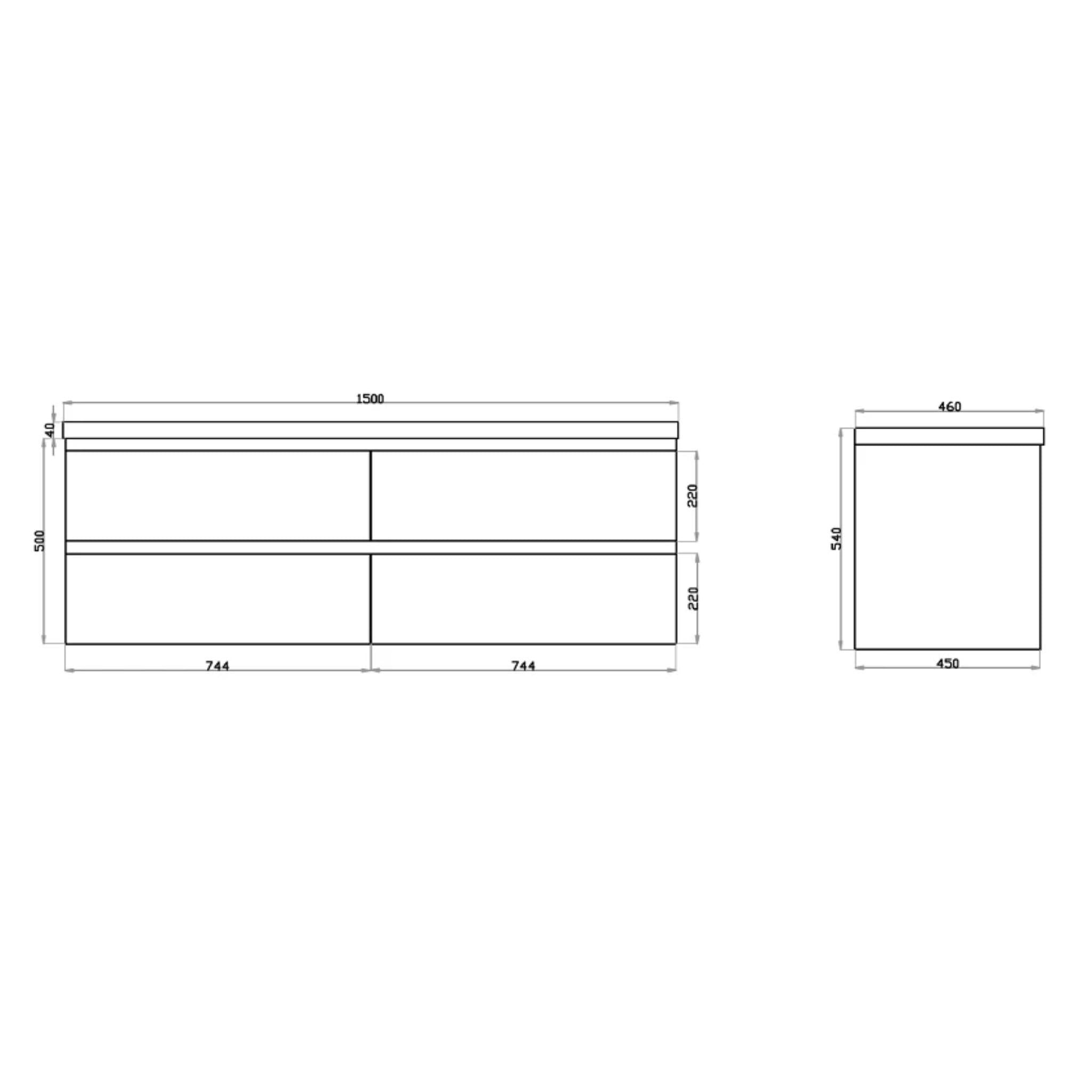 POSEIDON WHITE OAK 1500MM WALL HUNG VANITY