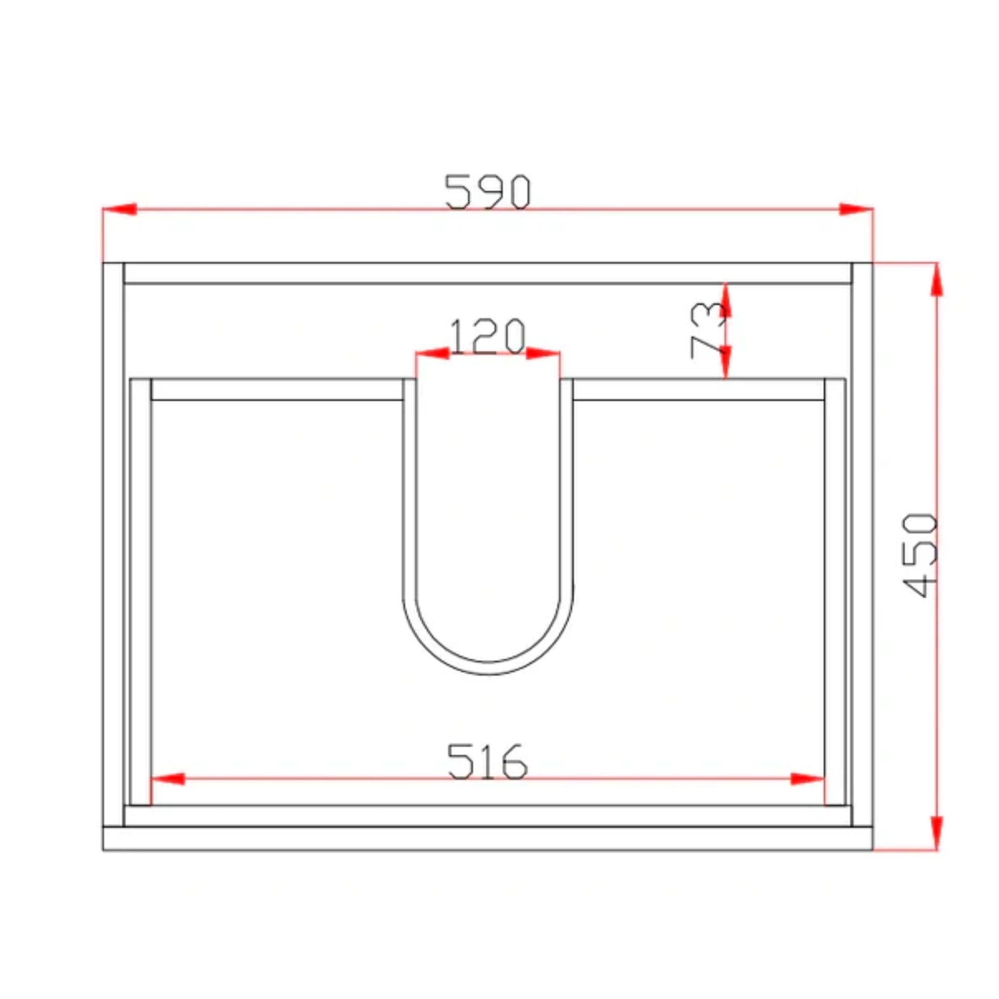 POSEIDON QUBIST DARK GREY 600MM WALL HUNG VANITY