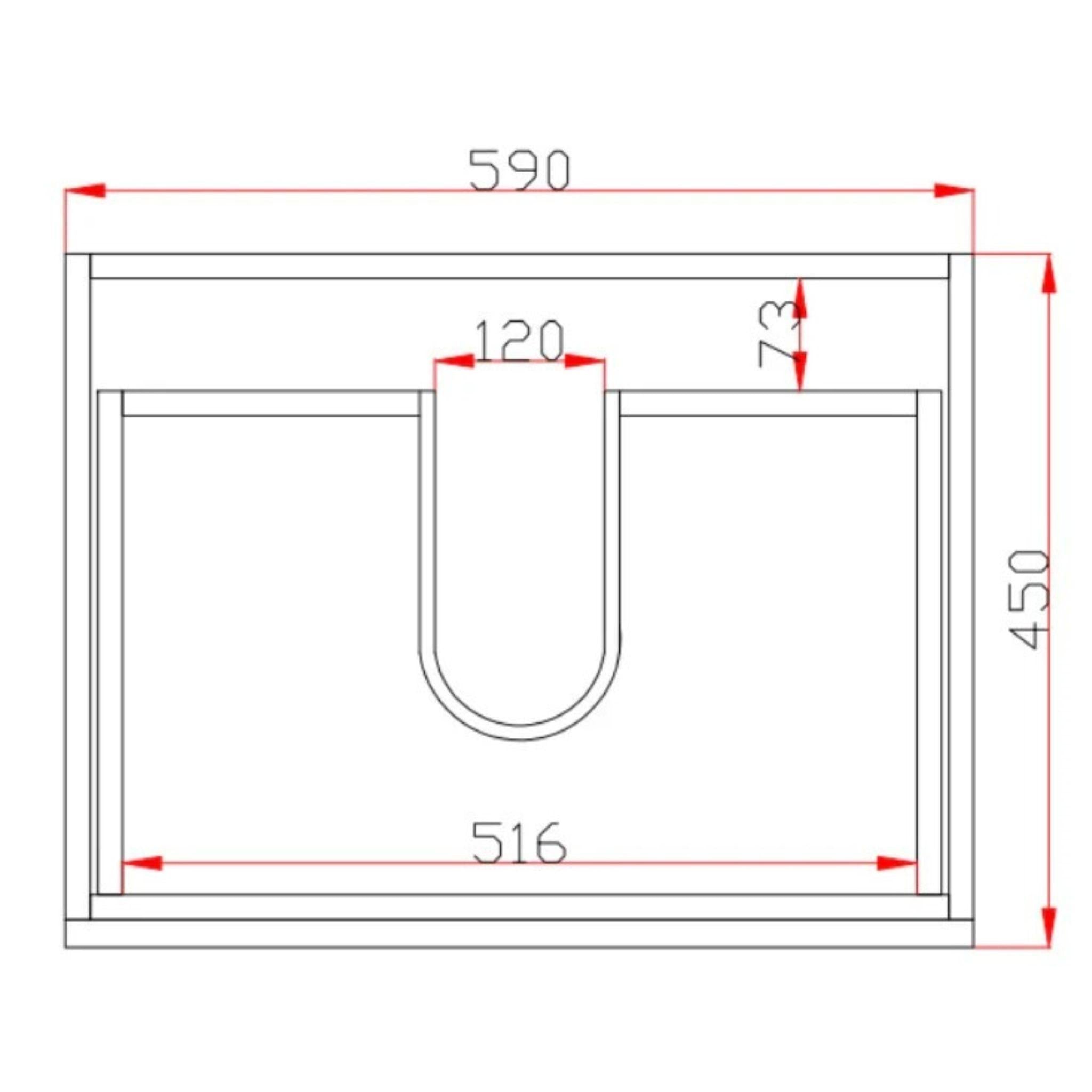 POSEIDON QUBIST DARK OAK 600MM WALL HUNG VANITY