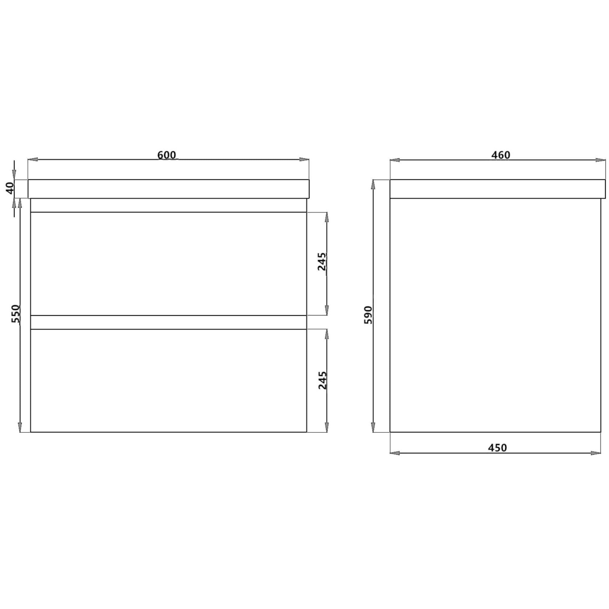 POSEIDON QUBIST DARK OAK 600MM WALL HUNG VANITY