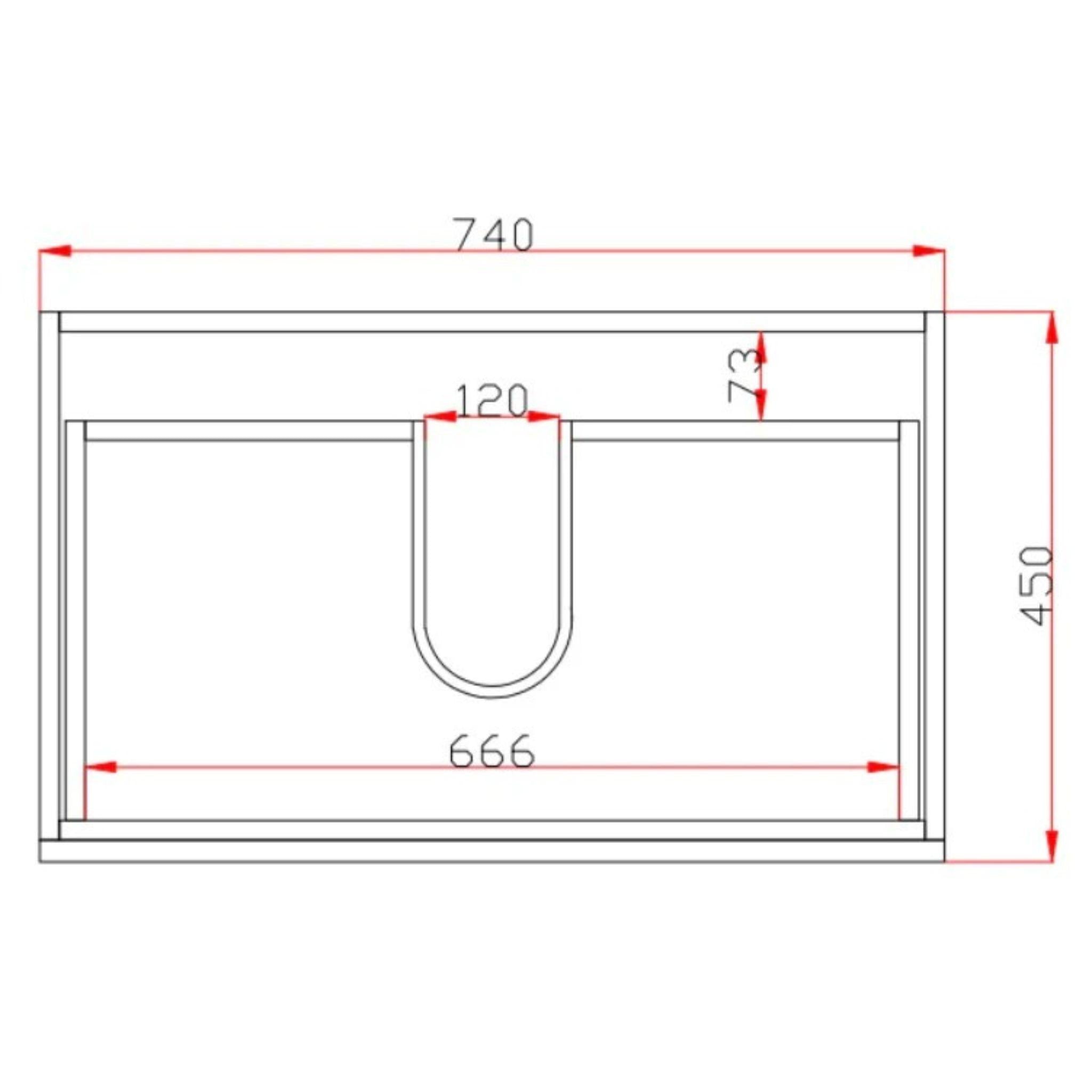 POSEIDON QUBIST DARK GREY 750MM WALL HUNG VANITY