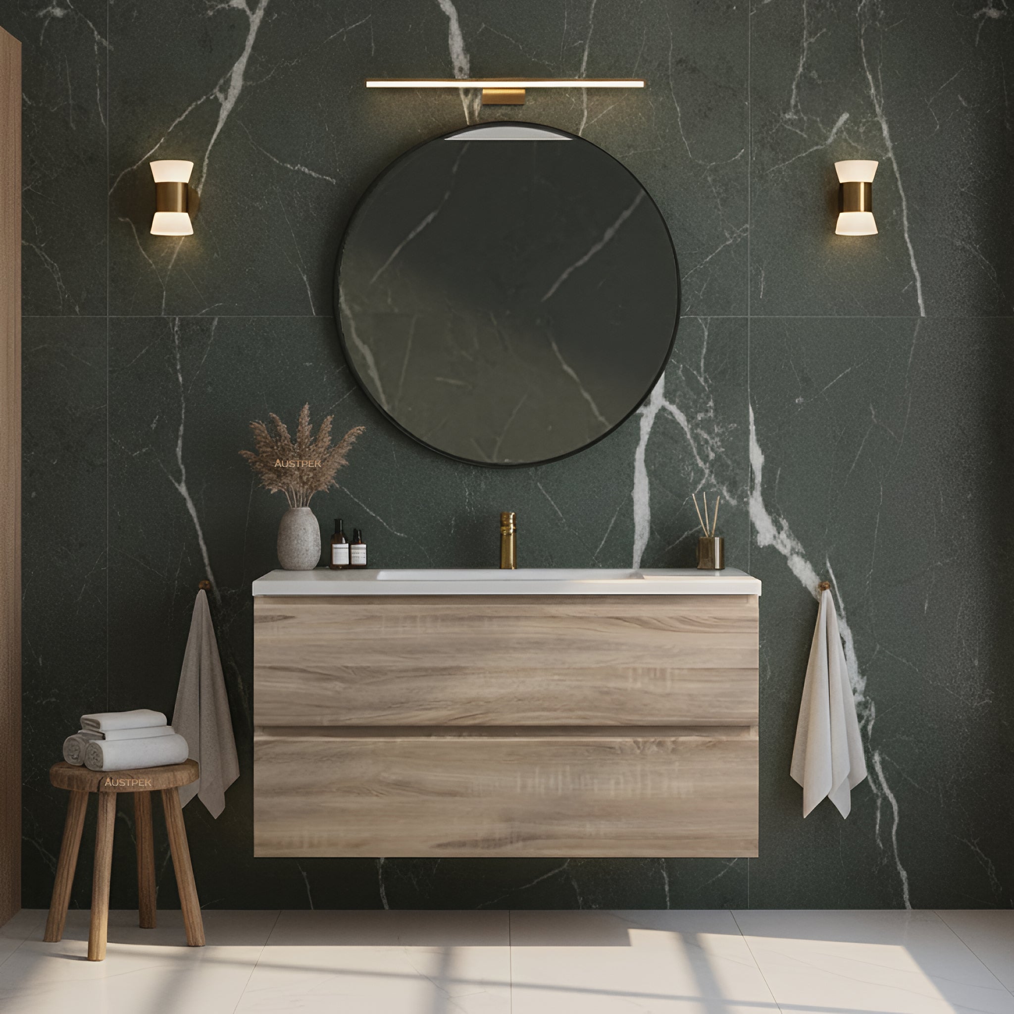 POSEIDON WHITE OAK 900MM WALL HUNG VANITY