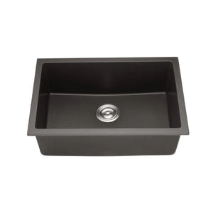 POSEIDON QUARTZ SINGLE BOWL TOP / UNDERMOUNT KITCHEN SINK MATTE BLACK 660MM