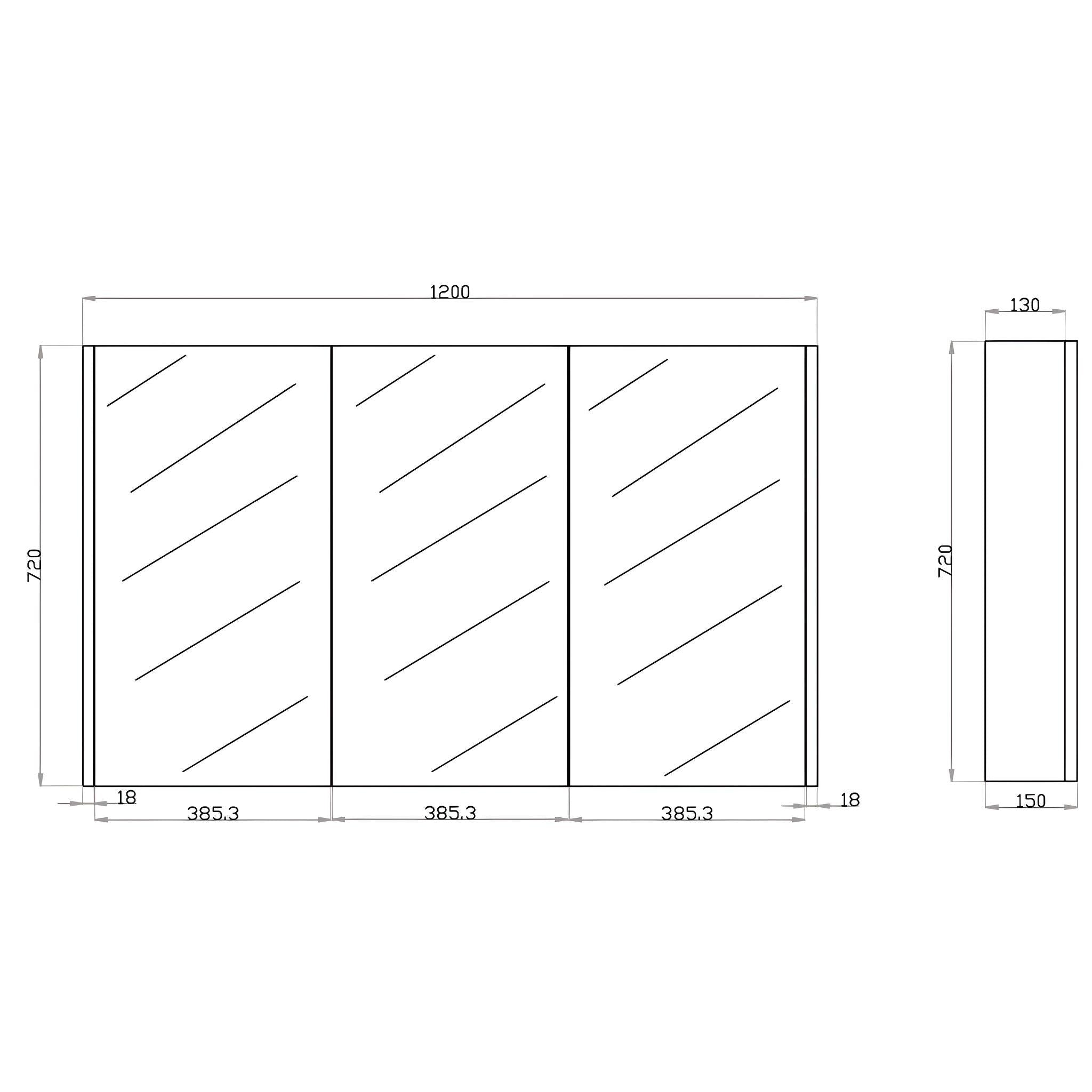 POSEIDON QUBIST DARK GREY MIRROR SHAVING CABINET 1200X720MM