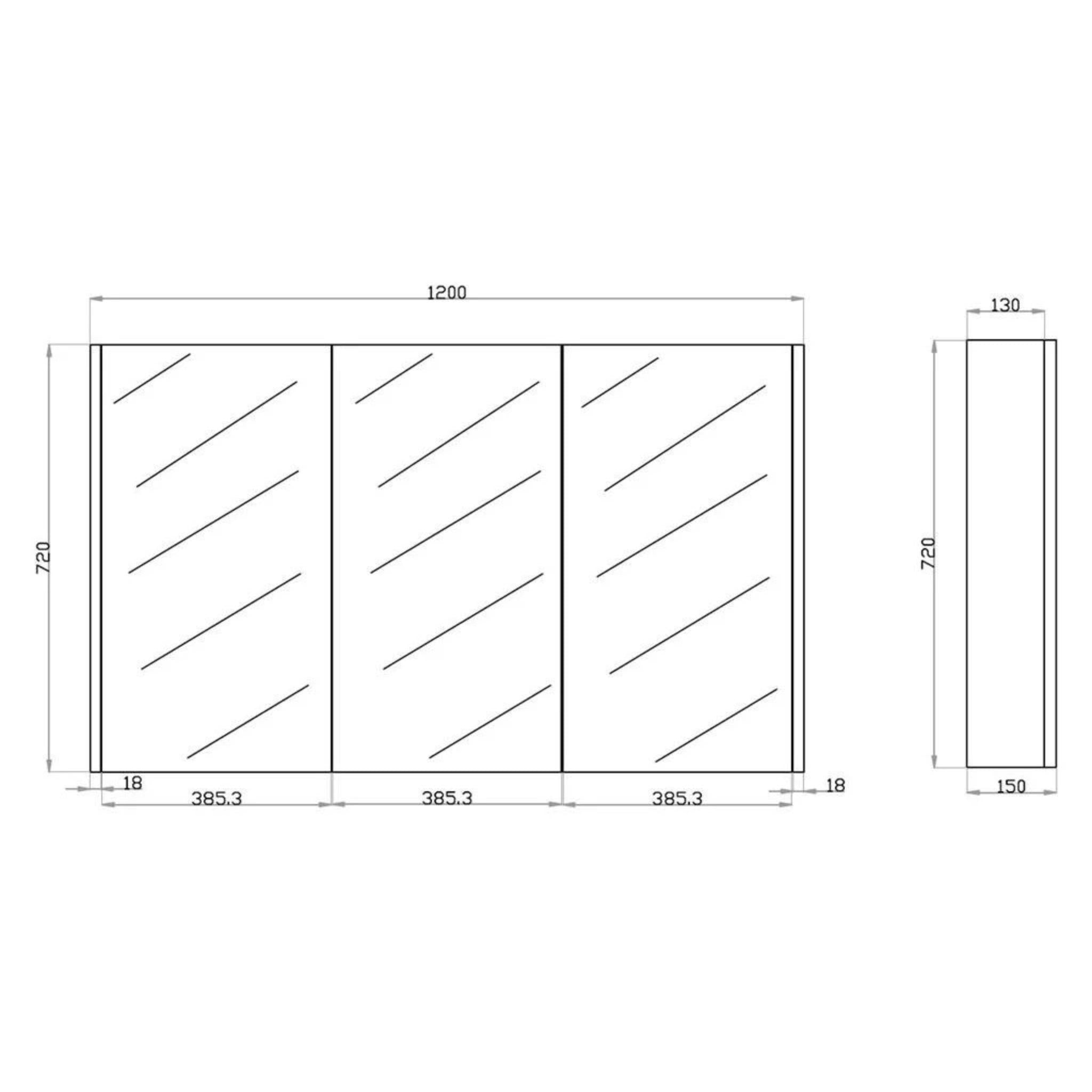 POSEIDON QUBIST MATTE WHITE MIRROR SHAVING CABINET 1200X720MM