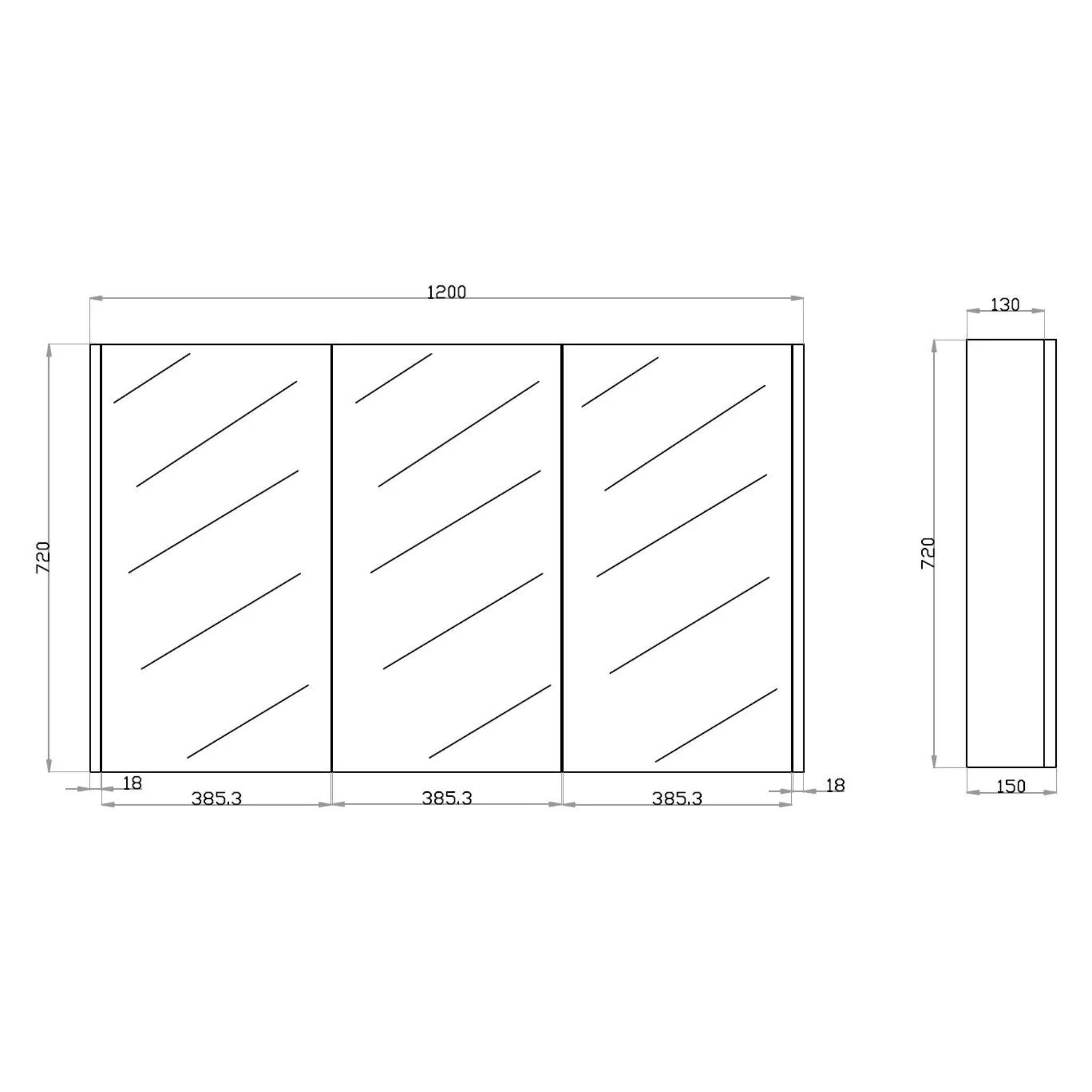 POSEIDON QUBIST WHITE OAK MIRROR SHAVING CABINET 1200X720MM