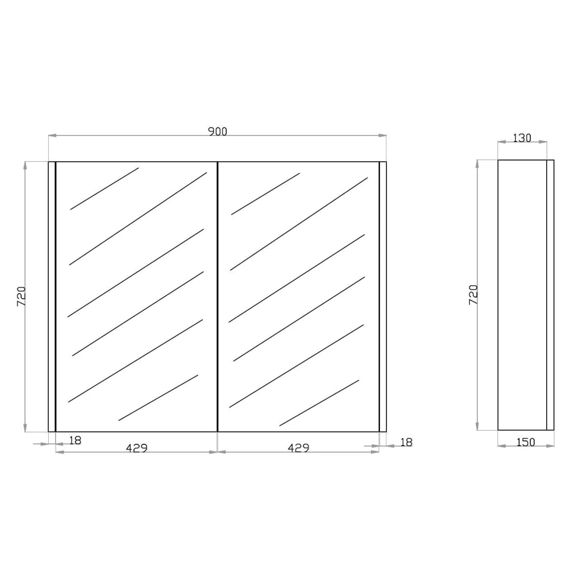 POSEIDON QUBIST MATTE WHITE MIRROR SHAVING CABINET 900X720MM