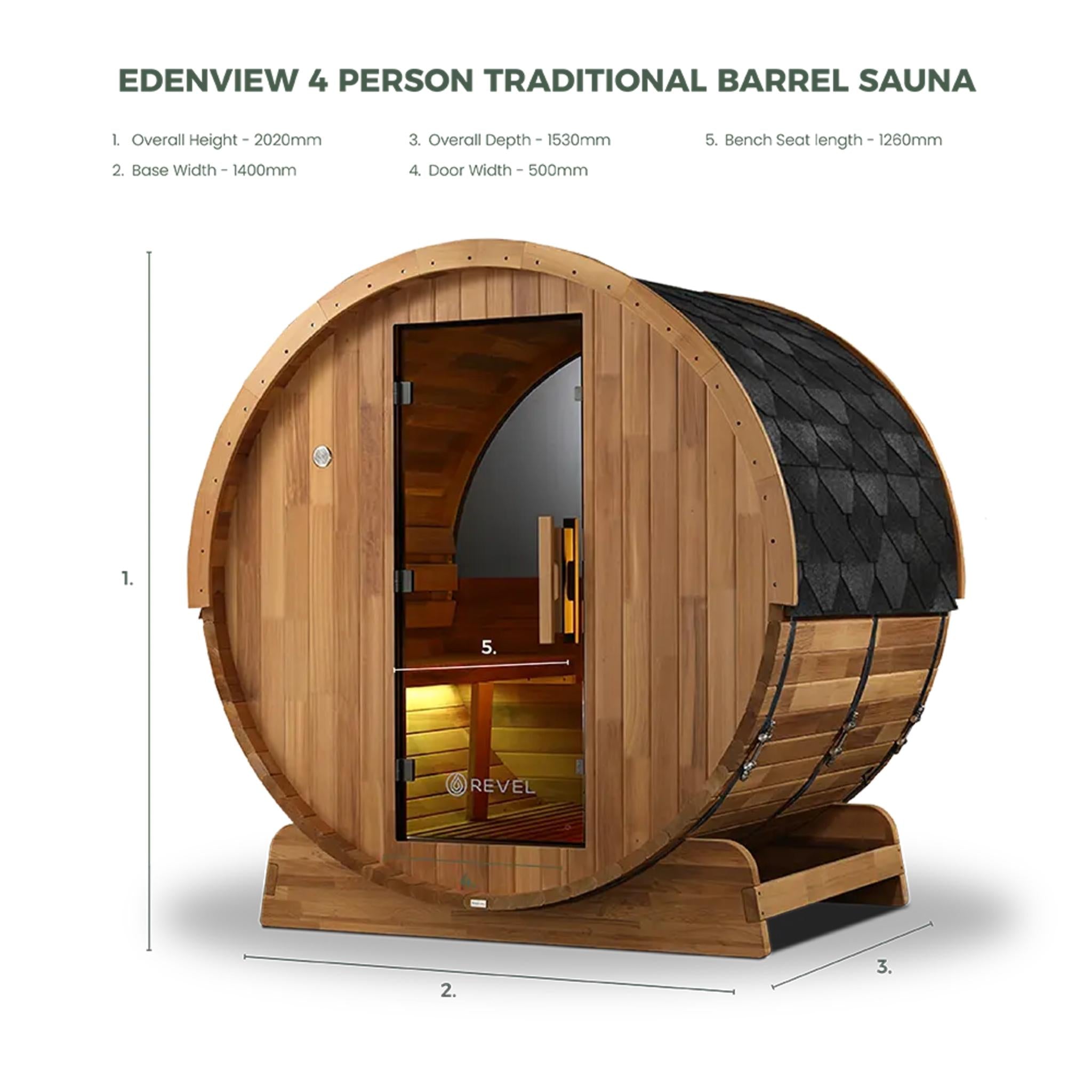 REVEL EDENVIEW 4 PERSON OUTDOOR BARREL SAUNA