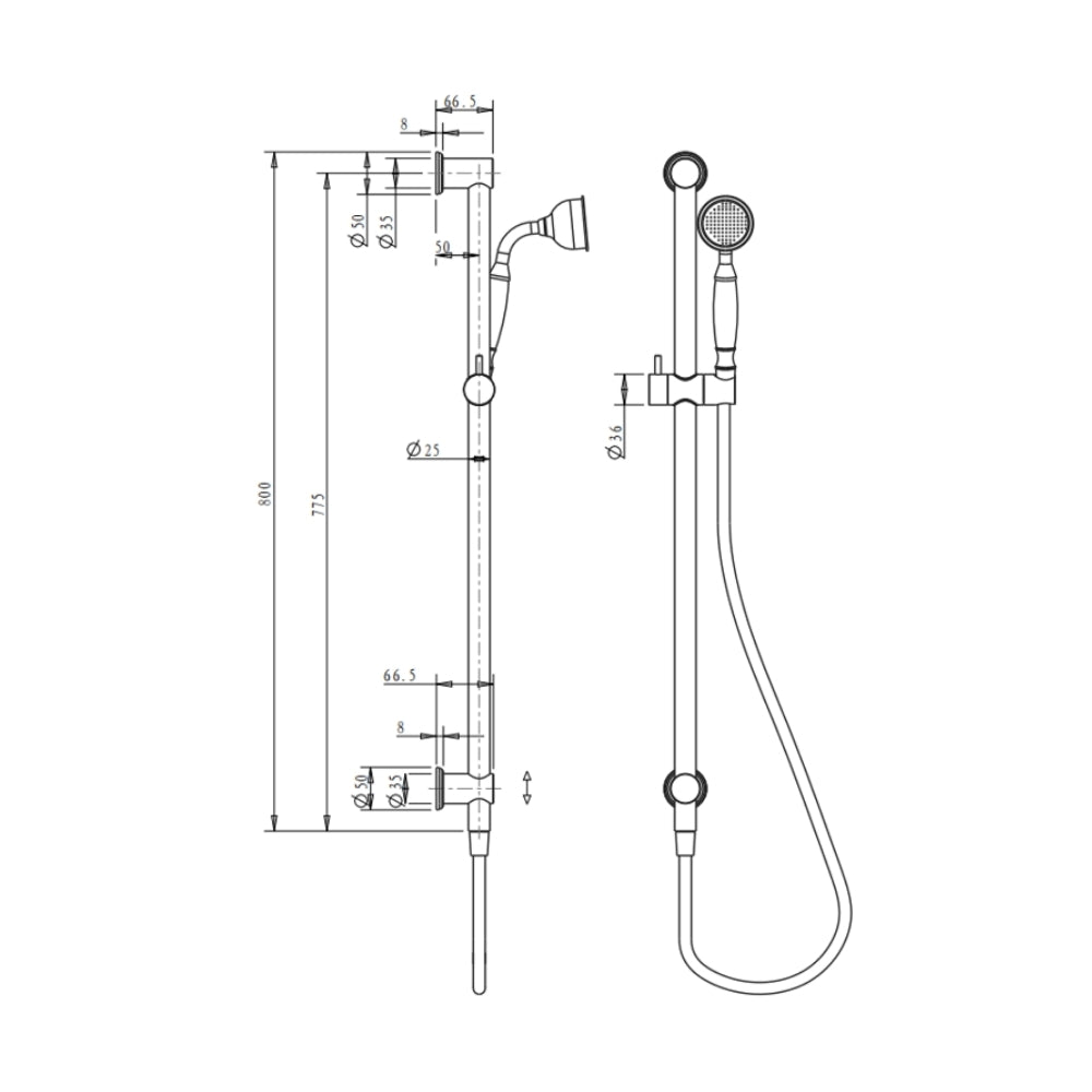BELLA VISTA MICA HERITAGE SHOWER RAIL 800MM DUSK BRONZE
