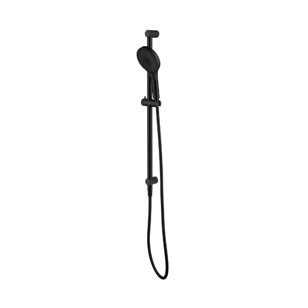 BELLA VISTA MICA FLUTED SHOWER RAIL INBUILT INLET 802MM BLACK