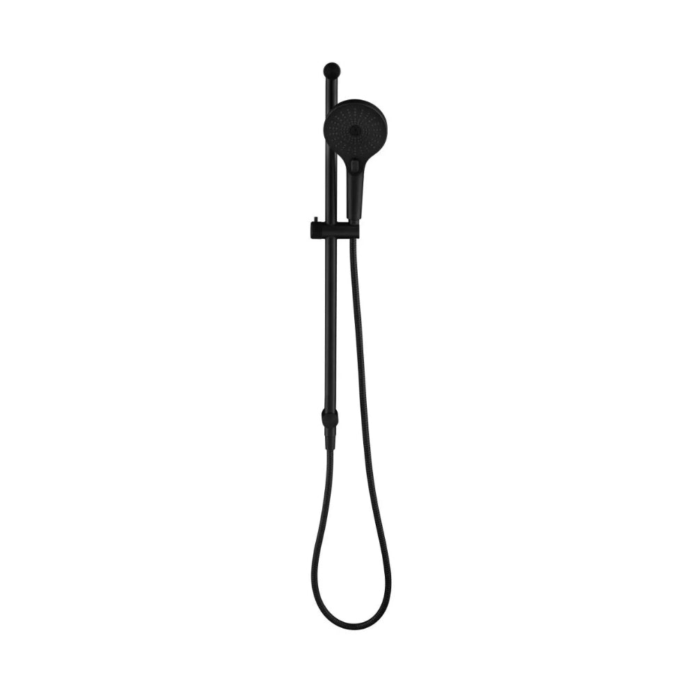 BELLA VISTA MICA FLUTED SHOWER RAIL INBUILT INLET 802MM BLACK