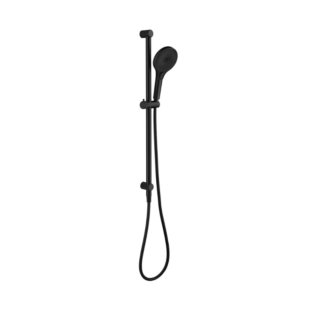 BELLA VISTA MICA FLUTED SHOWER RAIL INBUILT INLET 802MM BLACK