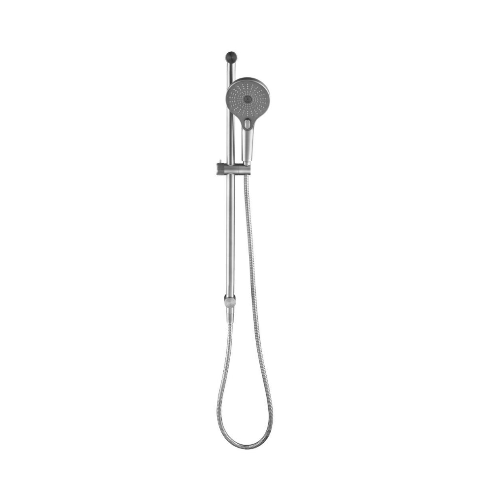 BELLA VISTA MICA FLUTED SHOWER RAIL INBUILT INLET 802MM BRUSHED NICKEL