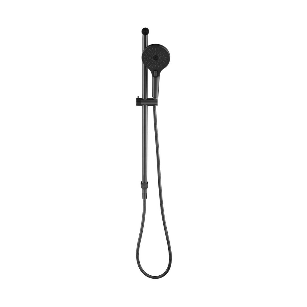BELLA VISTA MICA FLUTED SHOWER RAIL INBUILT INLET 802MM GUN METAL