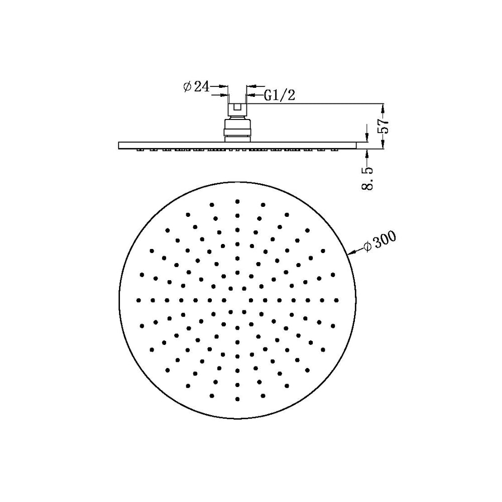 NERO ROUND SHOWER HEAD 300MM GRAPHITE