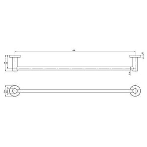 PHOENIX RADII SINGLE NON-HEATED TOWEL RAIL SQUARE PLATE 600MM BRUSHED CARBON