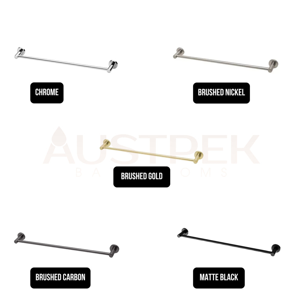 PHOENIX RADII SINGLE NON-HEATED TOWEL RAIL ROUND PLATE BRUSHED NICKEL 600MM