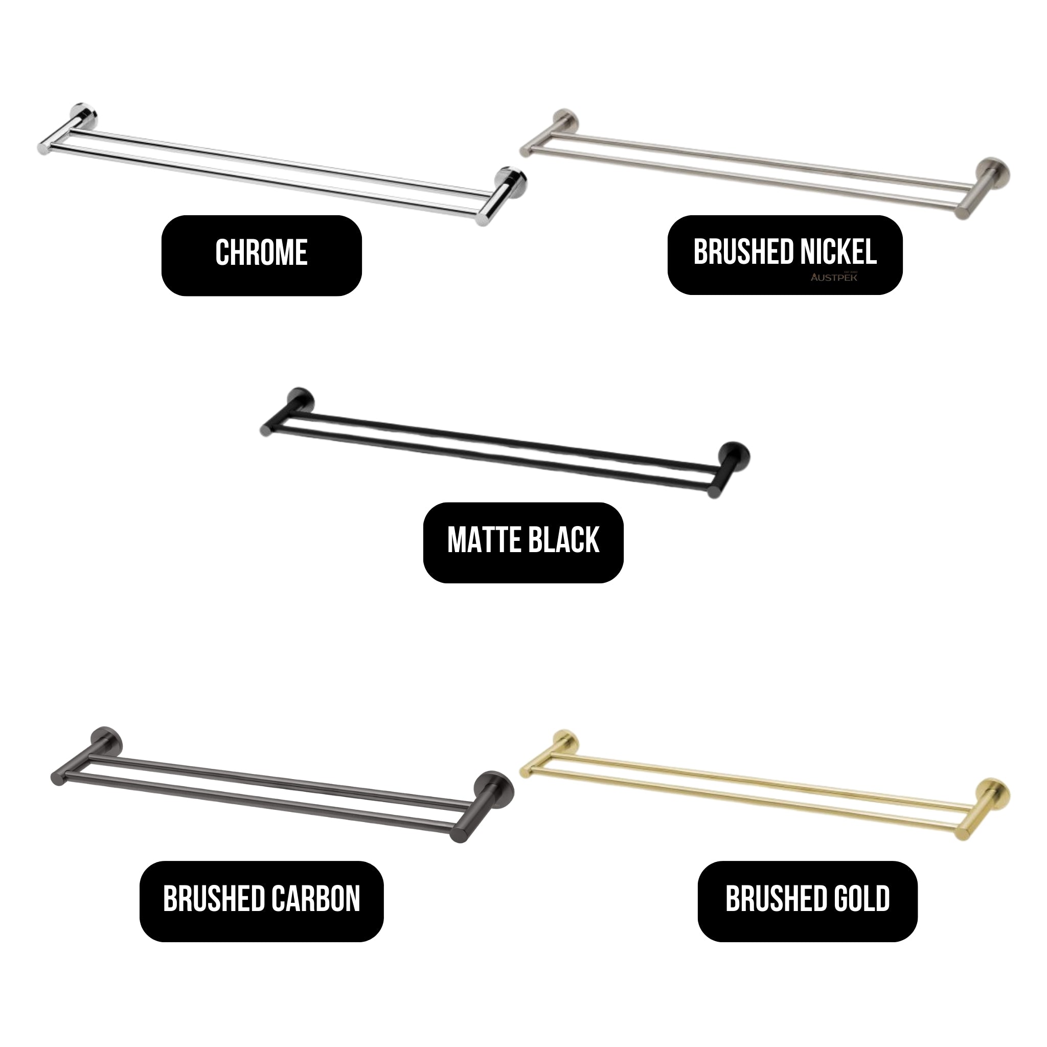 PHOENIX RADII SS 316 DOUBLE NON-HEATED TOWEL RAIL ROUND PLATE STAINLESS STEEL 800MM