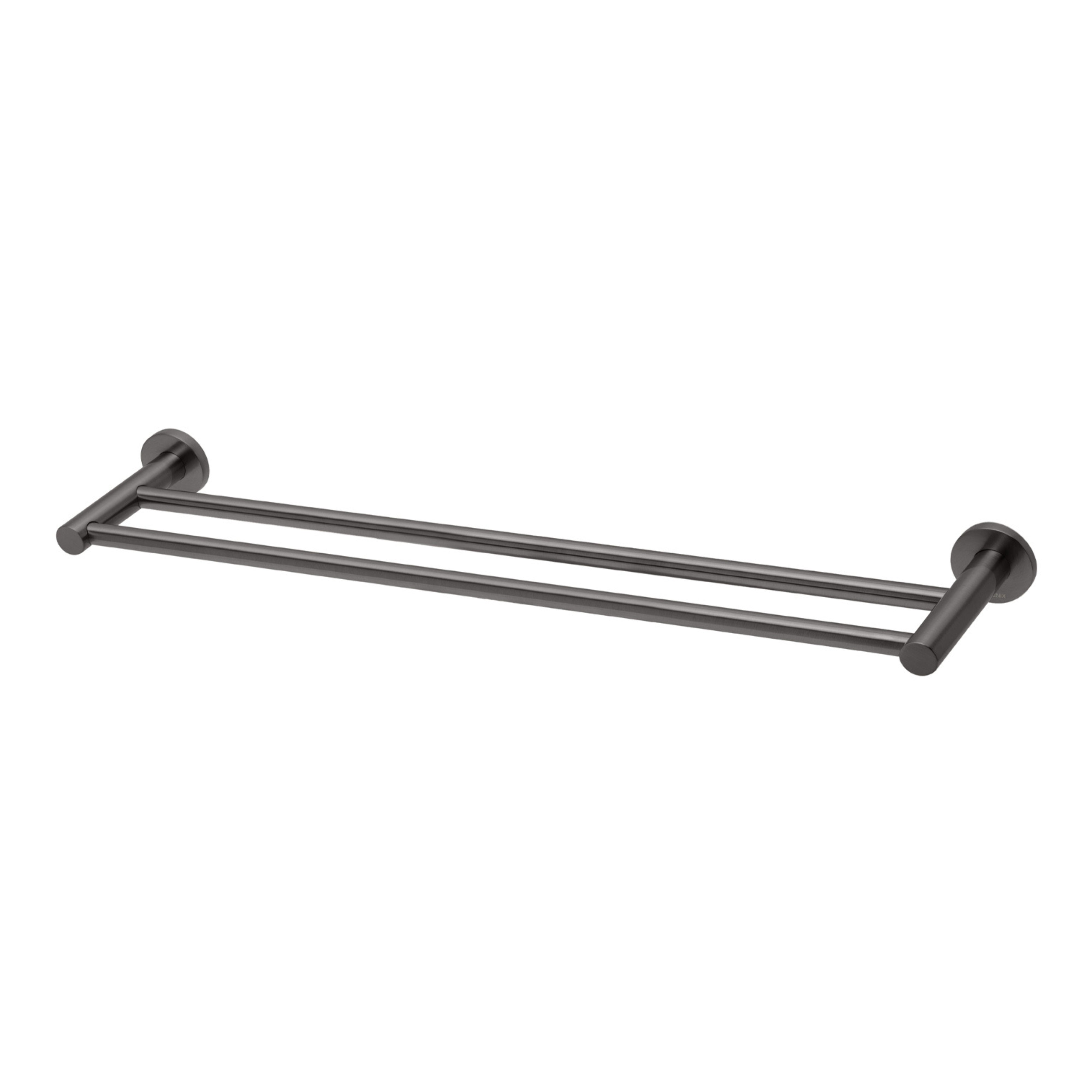PHOENIX RADII DOUBLE NON-HEATED TOWEL RAIL ROUND PLATE 600MM BRUSHED CARBON