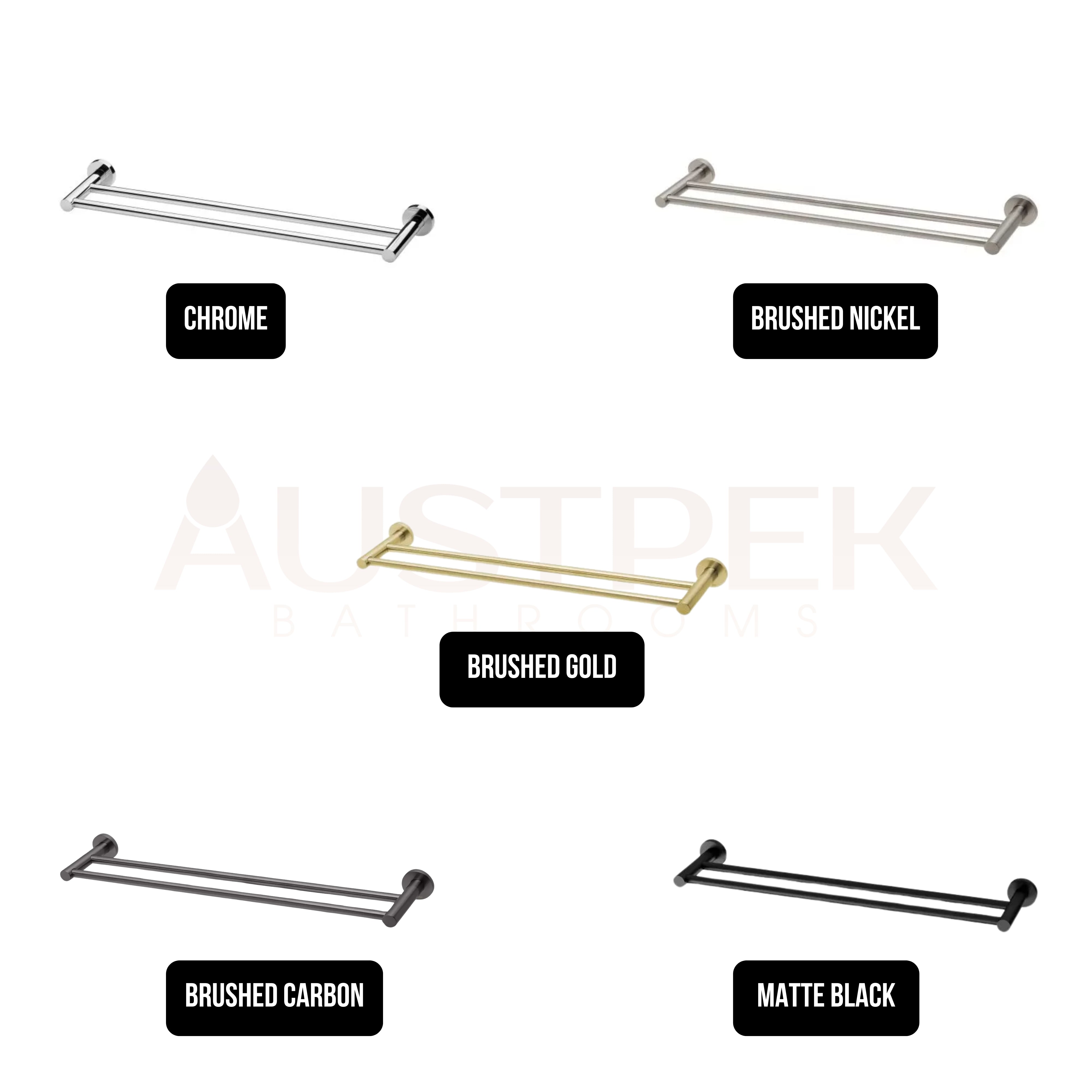 PHOENIX RADII DOUBLE NON-HEATED TOWEL RAIL ROUND PLATE BRUSHED NICKEL 600MM