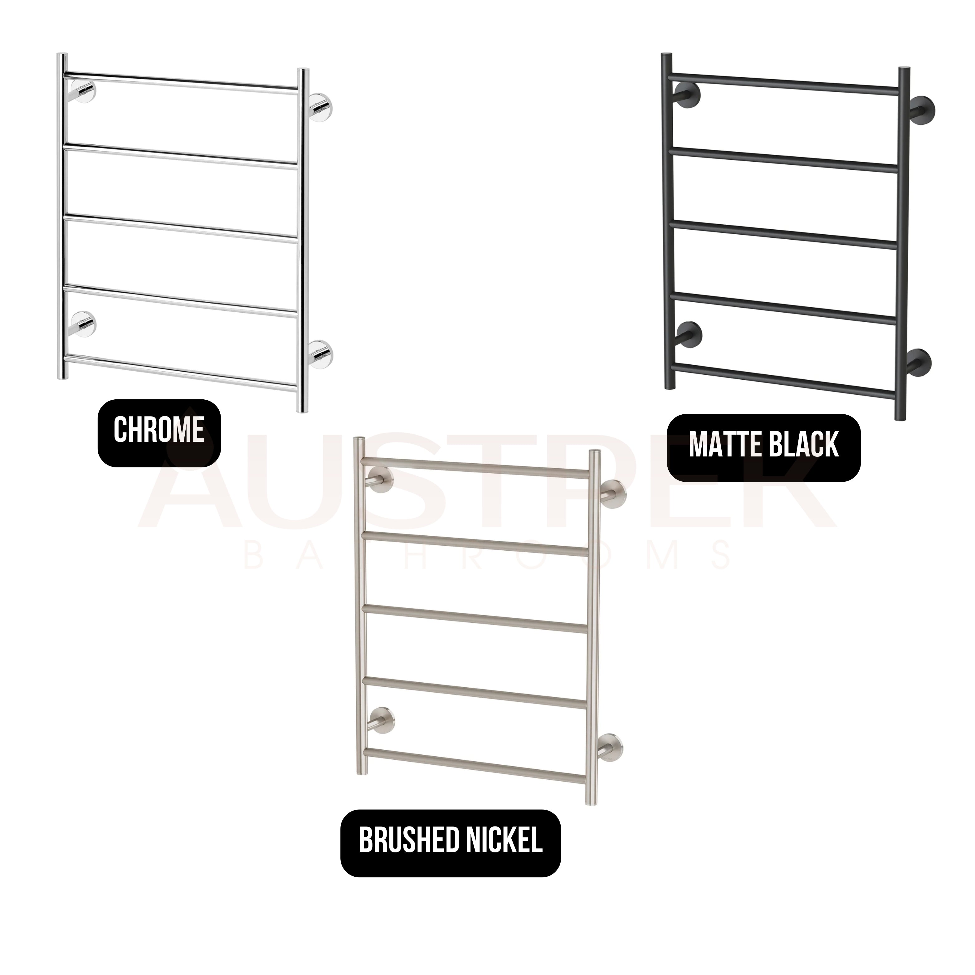 PHOENIX RADII NON-HEATED TOWEL LADDER ROUND PLATE MATTE BLACK 550MM X 740MM
