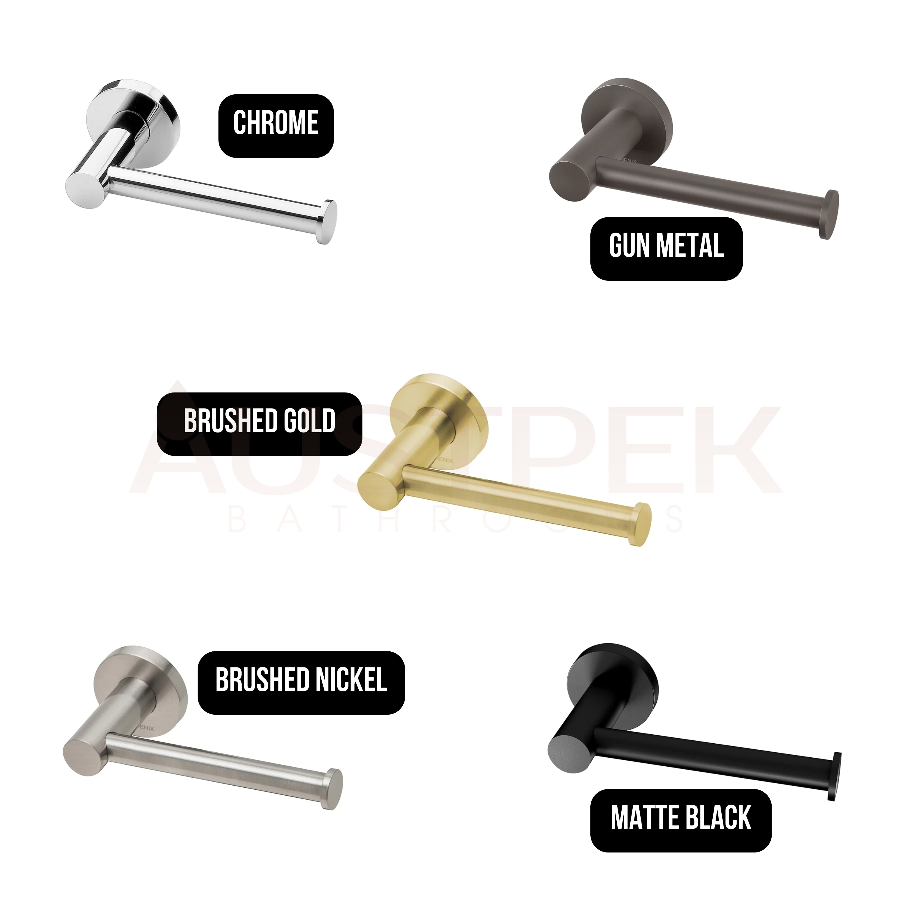 PHOENIX RADII TOILET ROLL HOLDER ROUND PLATE BRUSHED NICKEL 138MM