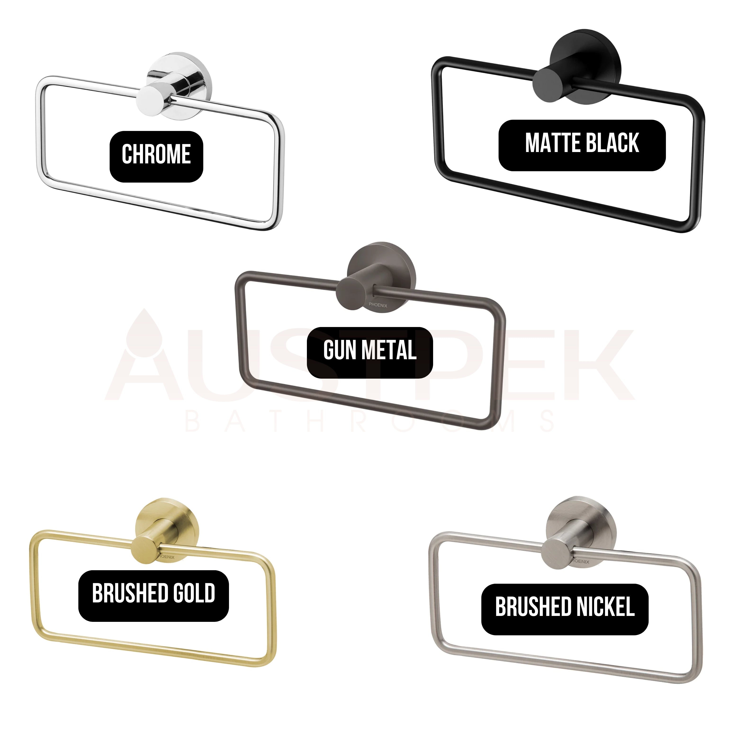 PHOENIX RADII HAND TOWEL HOLDER ROUND PLATE BRUSHED GOLD 210MM